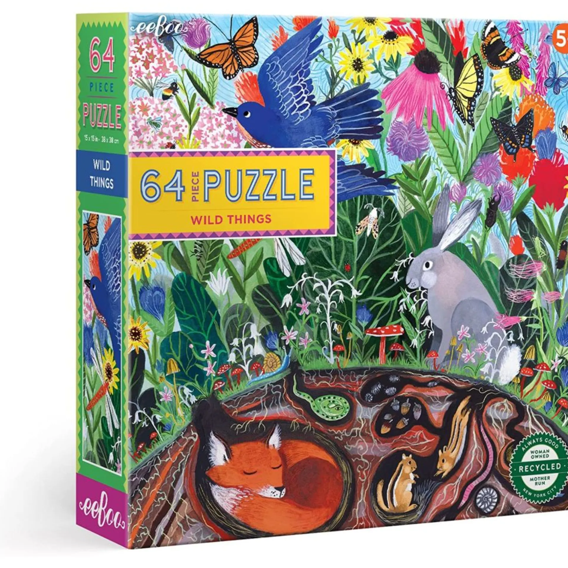 eeBoo Wild Things Garden Animals 64-Piece Jigsaw Puzzle