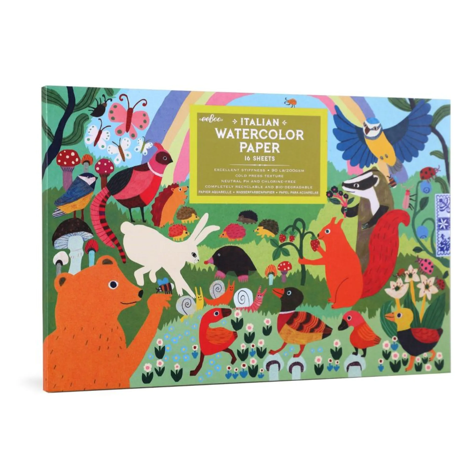 eeBoo Woodland Rainbow Watercolor Pad - High-Quality Italian Paper