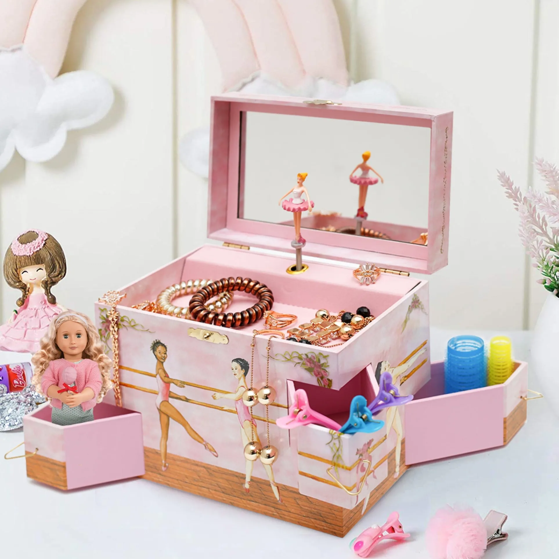 Enchantmints Ballet School Jewelry Box - Magical Ballerina Dance Recital Gift for Little Girls