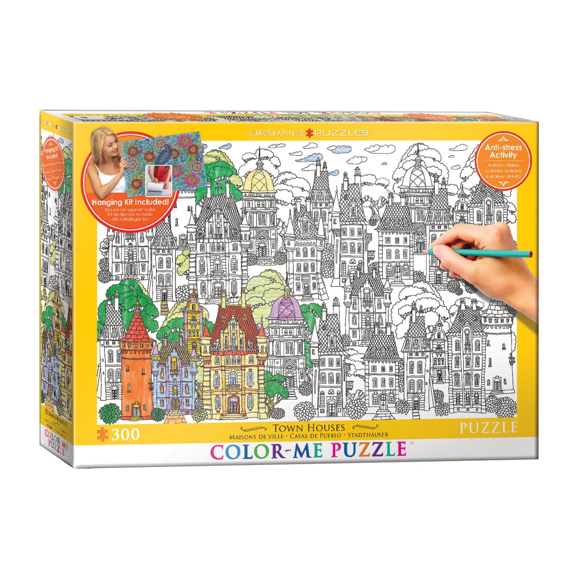 Eurographics Color-Me Town Houses Jigsaw Puzzle - 300 pc