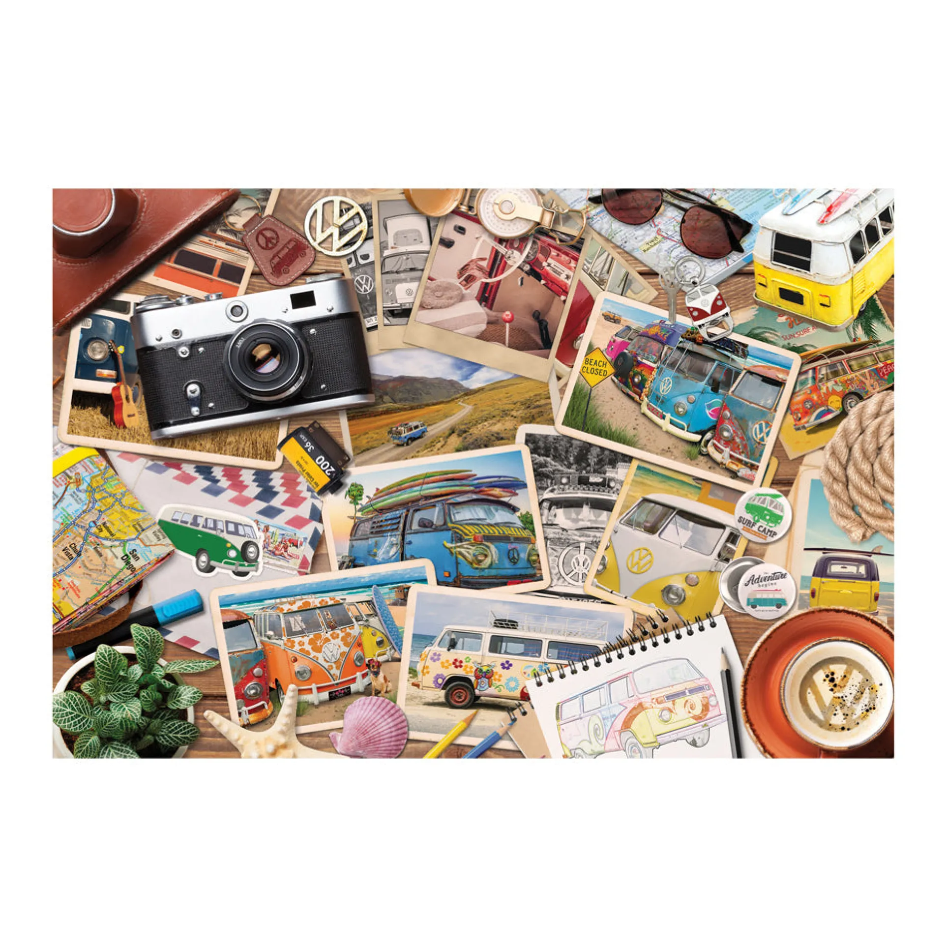 Eurographics VW Road Trips Collectible Bus-Shaped Tin Puzzle - 550 pc