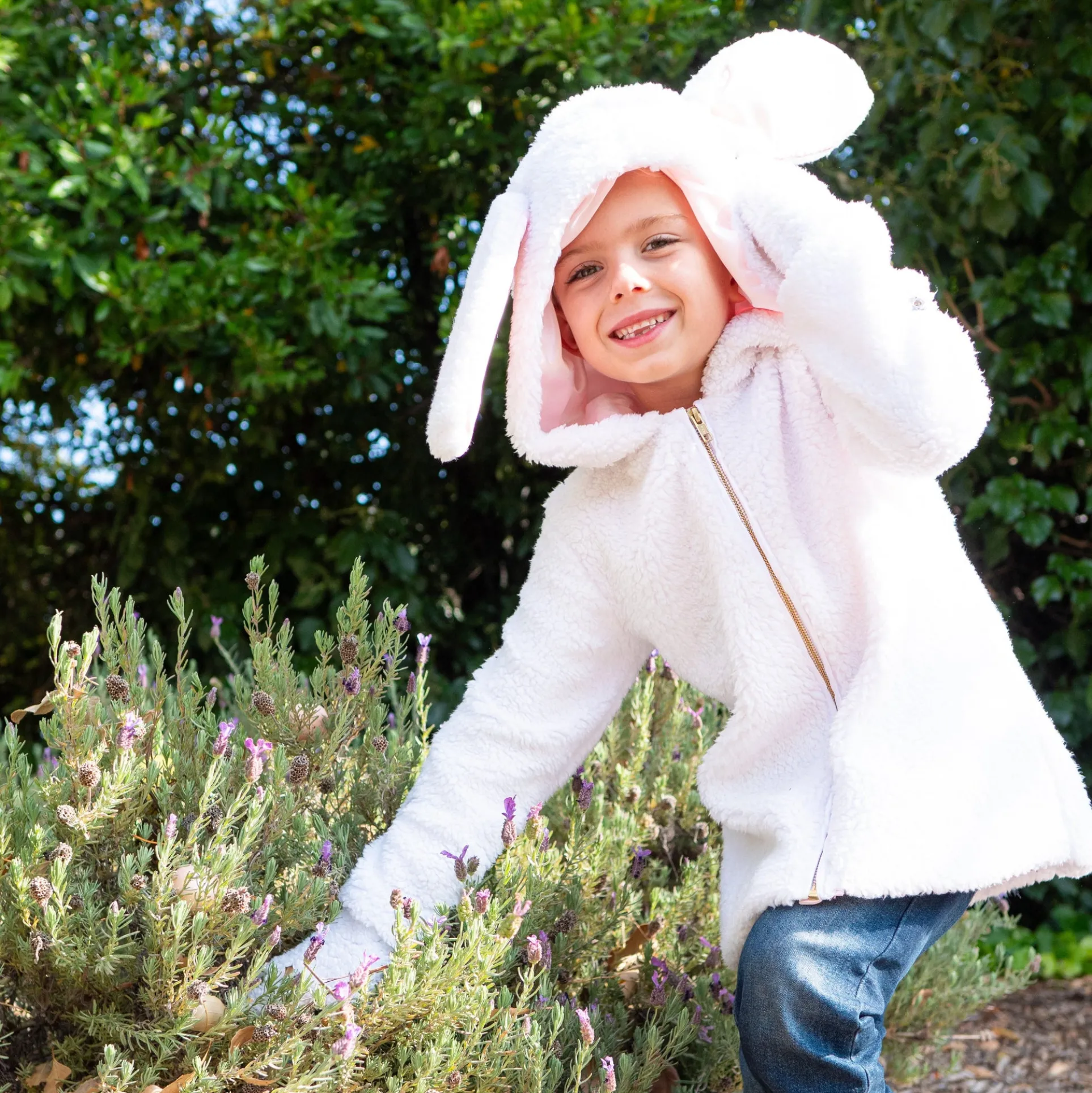 A Leading Role Premium Child Fuzzy Bunny Zip-Up Jacket - Size 7/8