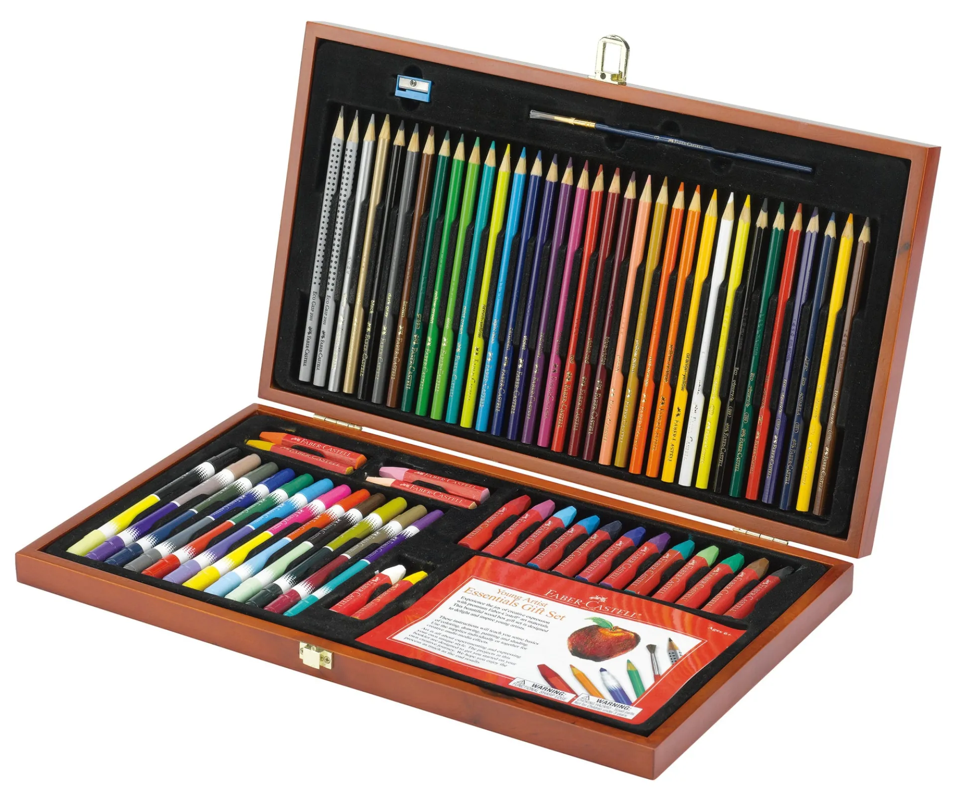 Faber-Castell Young Artist Essentials - 64-Piece Art Set in Deluxe Wood Case
