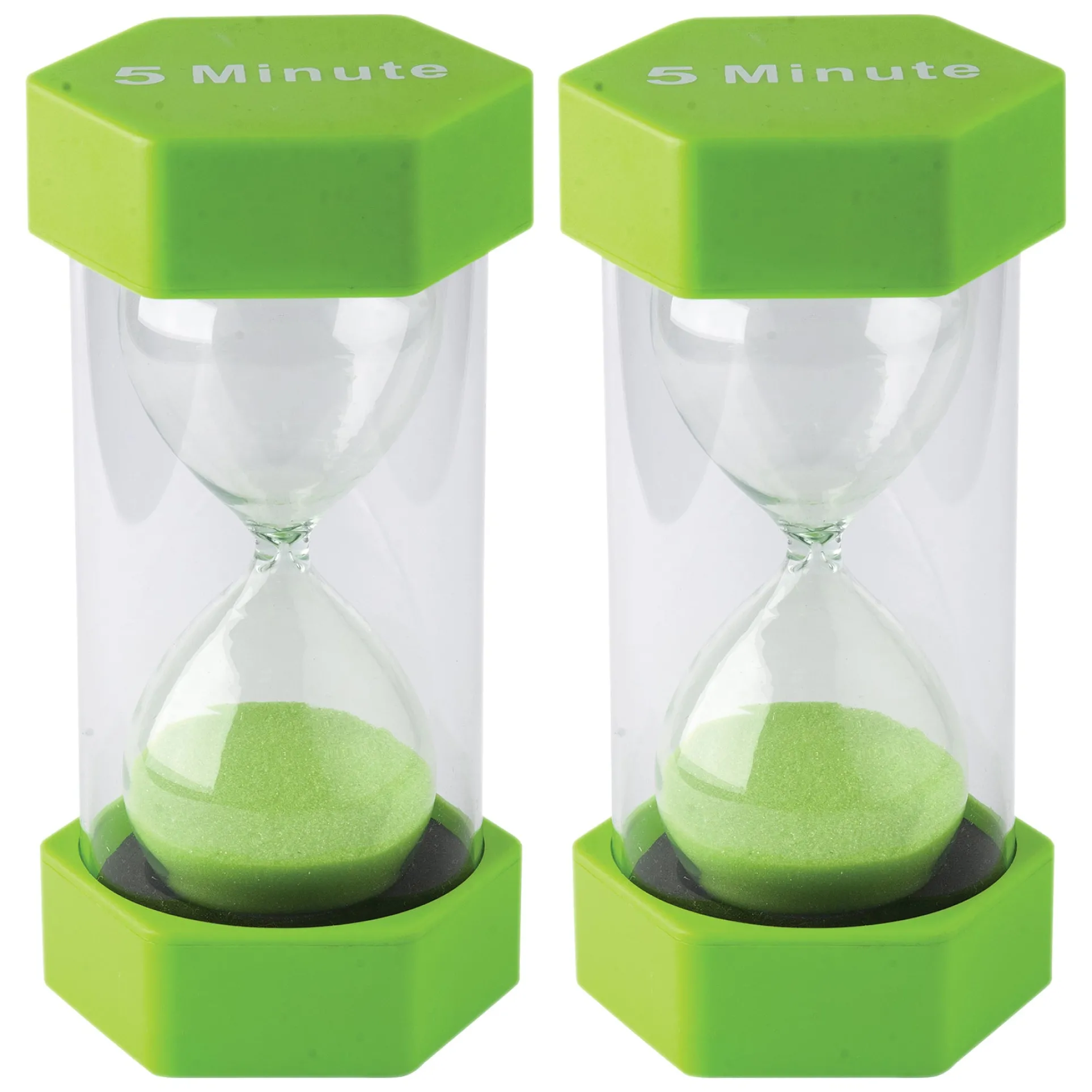 Teacher Created Resources 5-Minute Sand Timer - Large, Lime Green Sand, Pack of 2