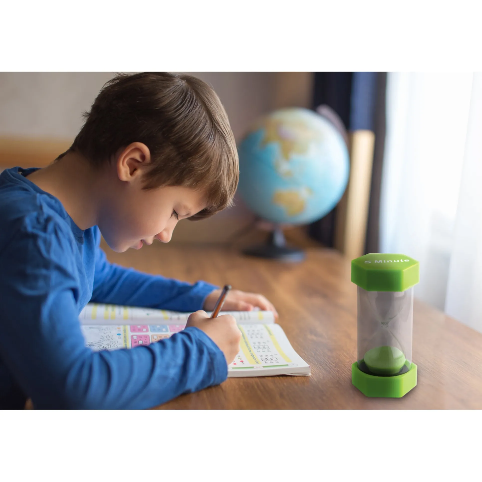 Teacher Created Resources 5-Minute Sand Timer - Large, Lime Green Sand, Pack of 2