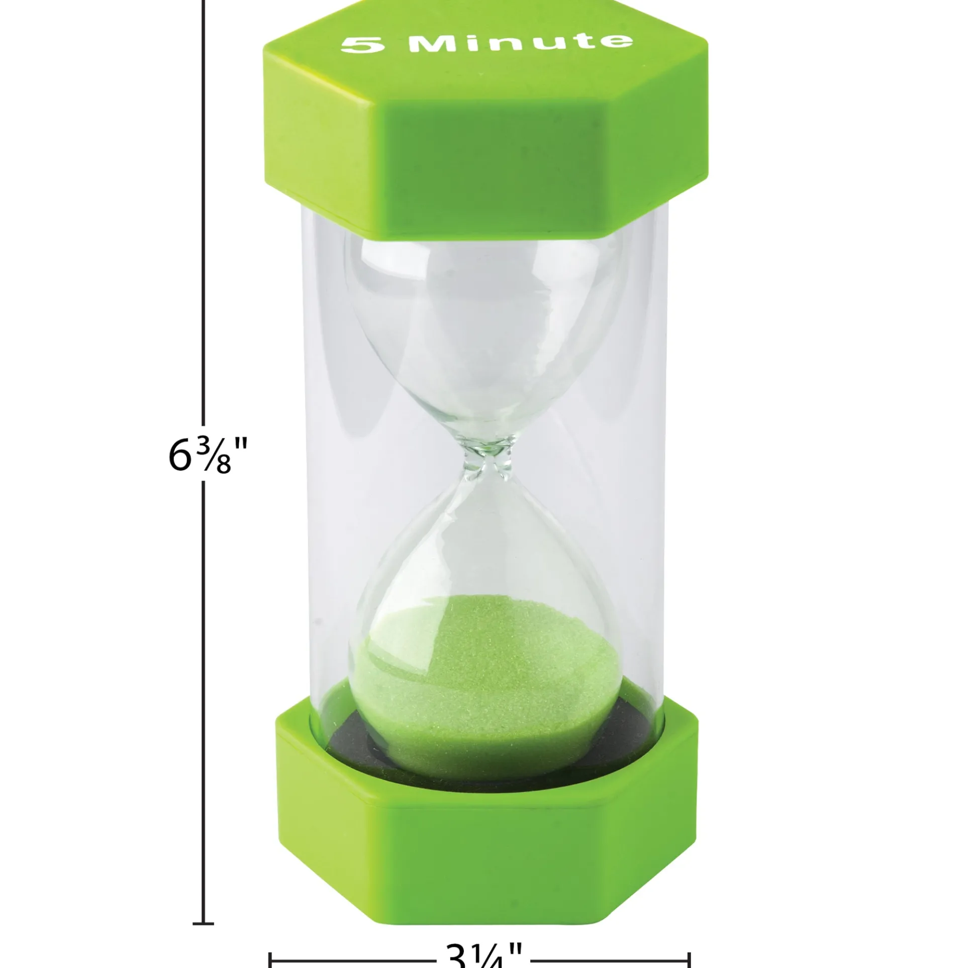 Teacher Created Resources 5-Minute Sand Timer - Large, Lime Green Sand, Pack of 2