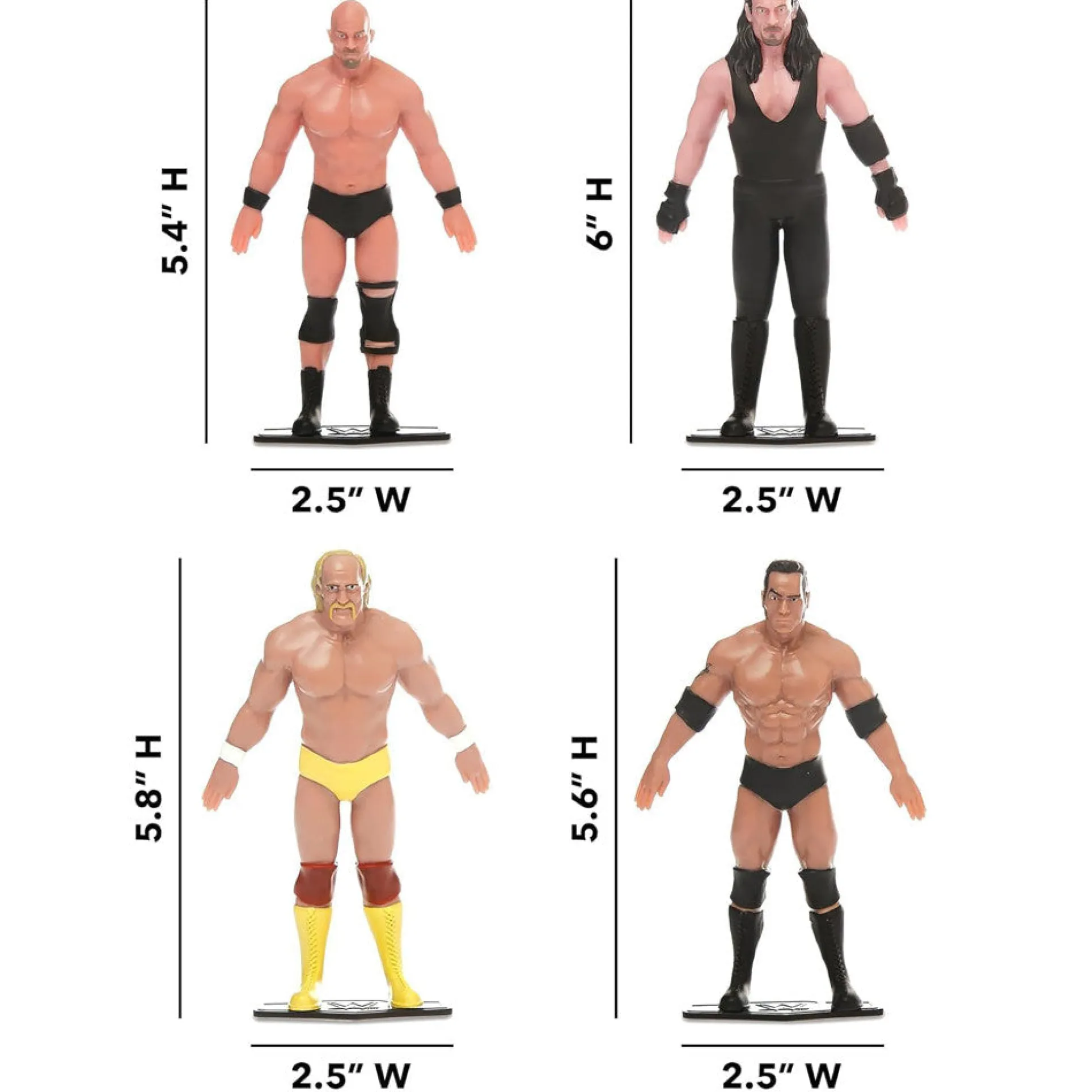 FleXfigs WWE Legends 4-7 inch Articulated Action Figures - The Rock, Hulk Hogan, Stone Cold, Undertaker