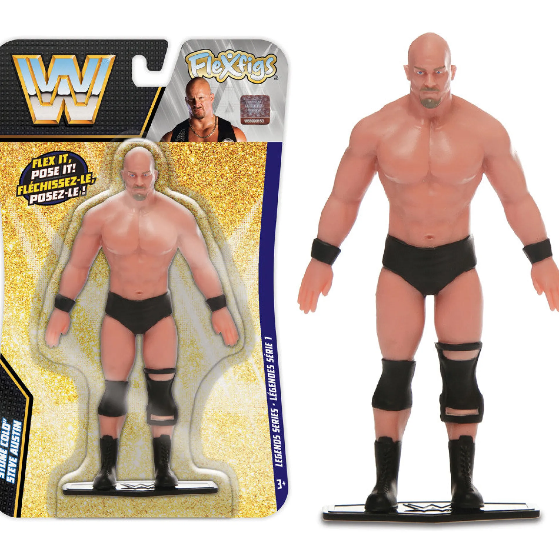 FleXfigs WWE Legends Articulated Action Figures - The Rock & Stone Cold Steve Austin Pack