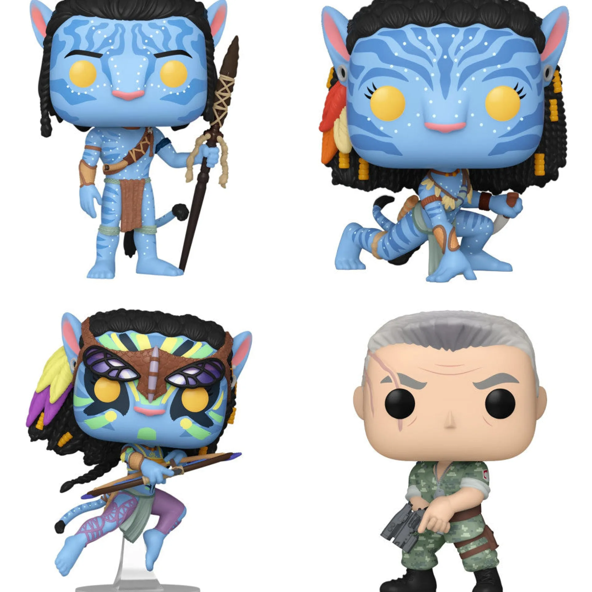 Funko POP! Avatar 3.75 inch Vinyl Collectors Set - Jake Sully, Neytiri, Battle Neytiri, Miles Quaritch