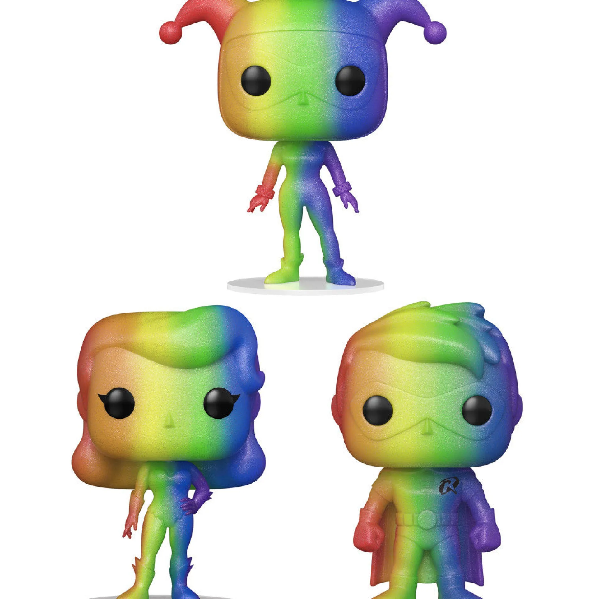 Funko Pop! DC Pride Rainbow Glitter 3.75" Collectors Set - Harley Quinn, Poison Ivy, Robin