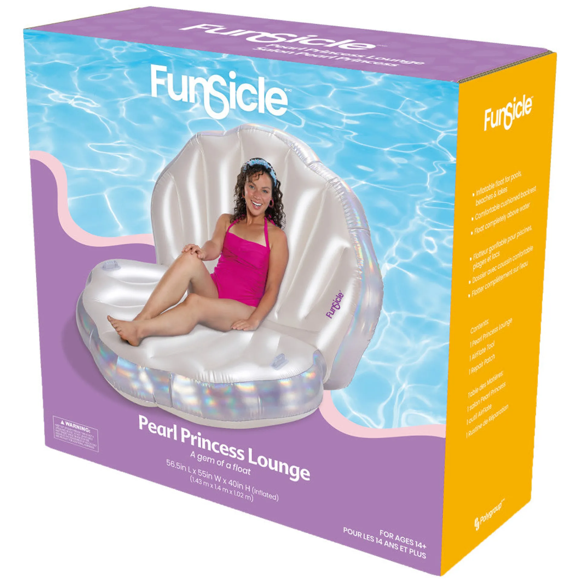 Funsicle Pearl Princess Lounge - Large Inflatable Shell Pool Float
