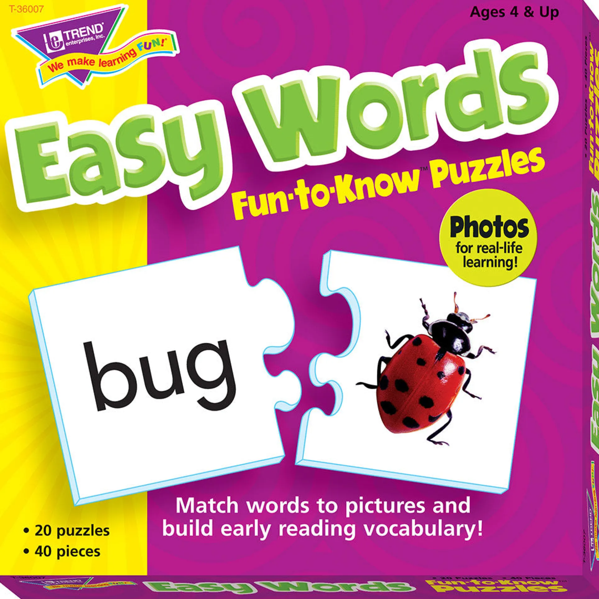 Fun-to-Know Easy Words Matching Puzzle Game - Educational Toy