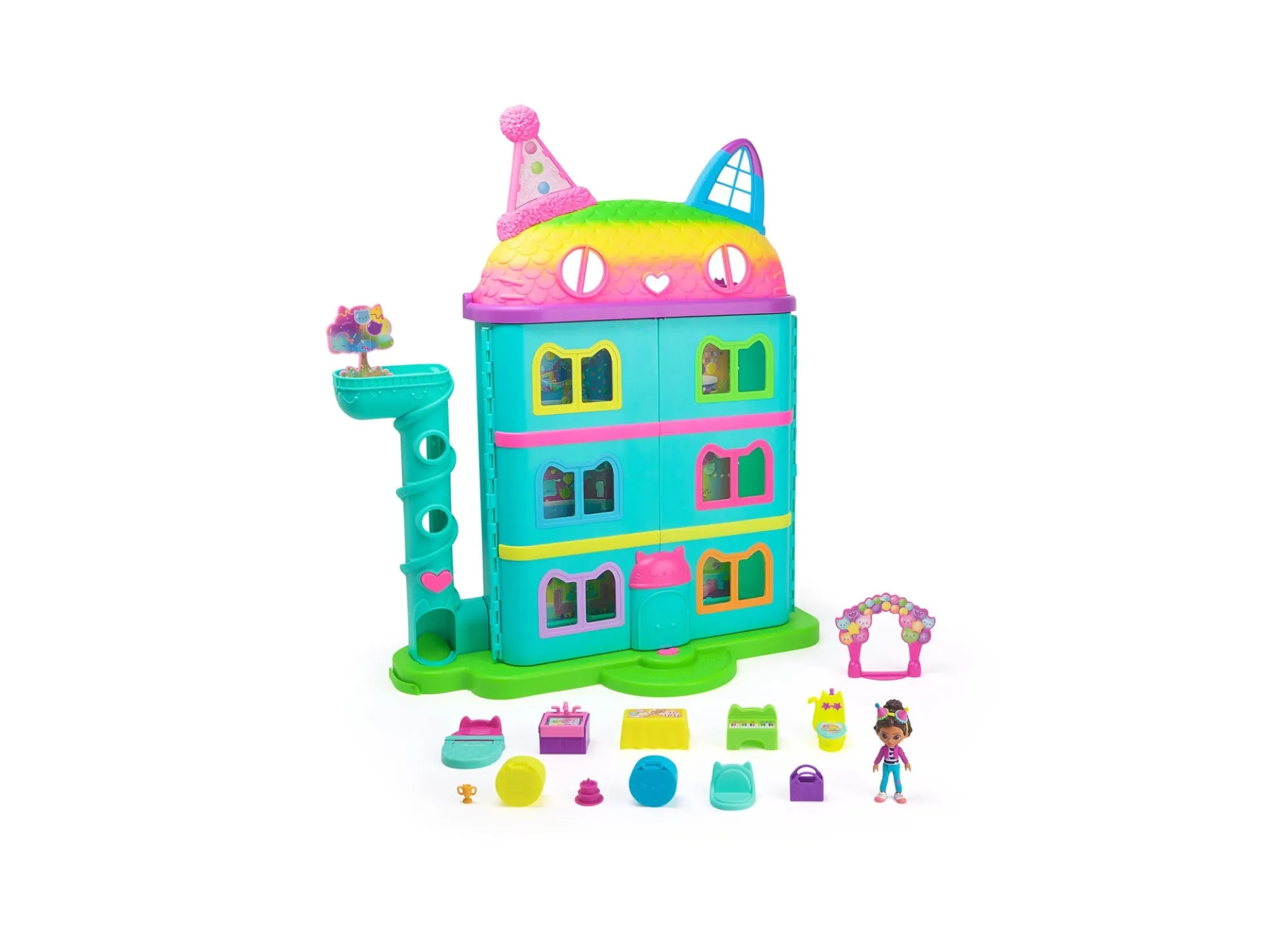 Gabby's Dollhouse 15-Piece Rainbow-Themed, Celebration Dollhouse