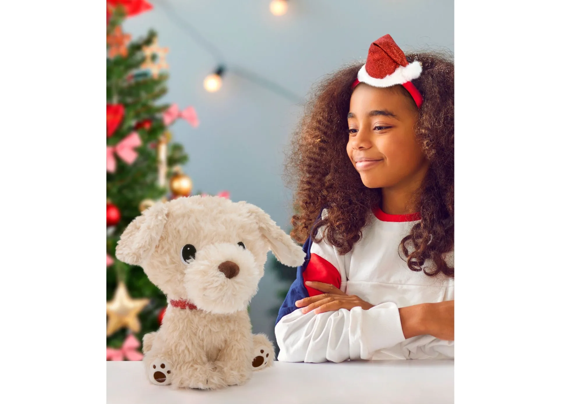 Geoffrey's Toy Box 10 inch Golden Retriever Plush with Festive Christmas Hat