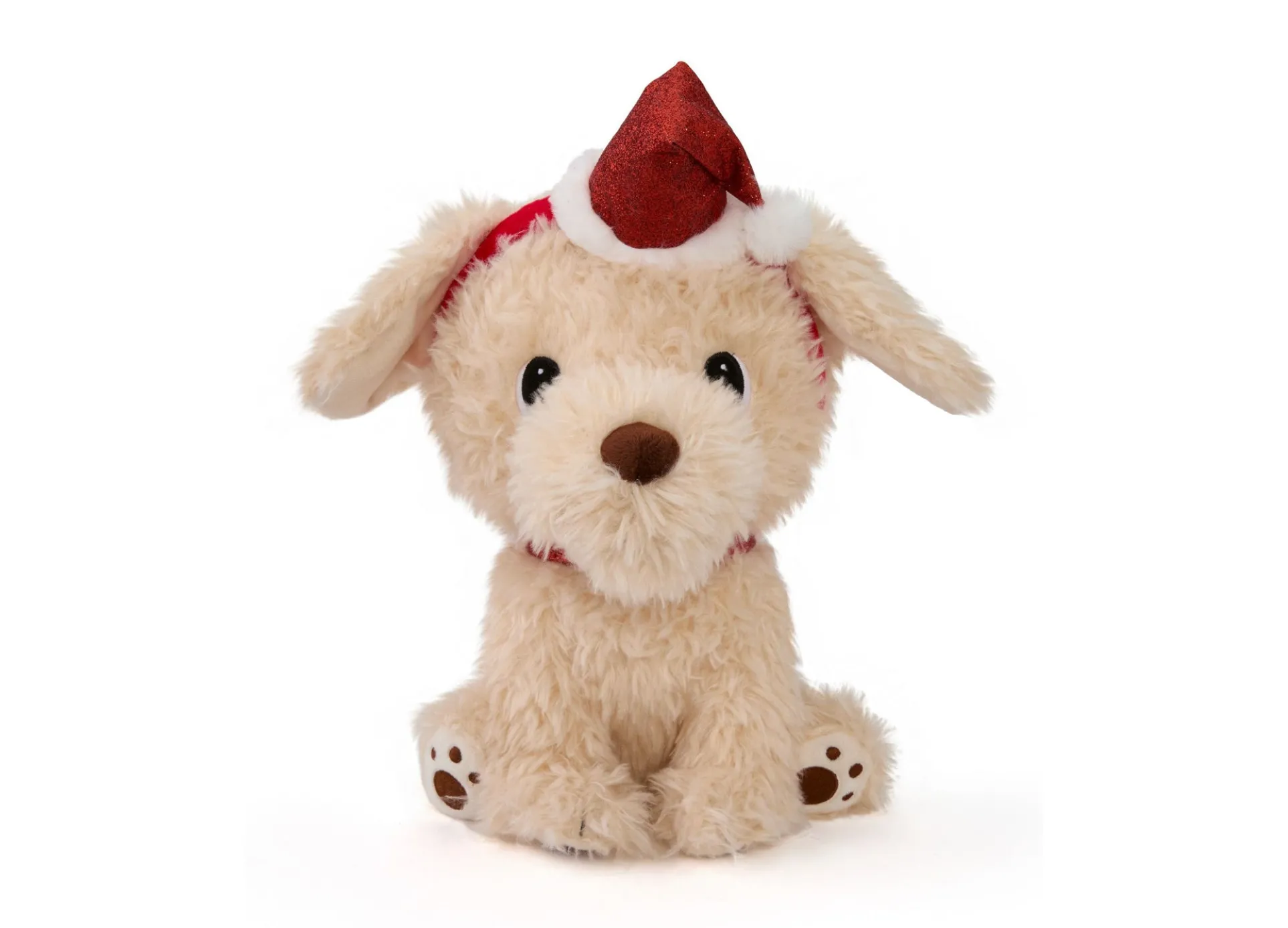 Geoffrey's Toy Box 10 inch Golden Retriever Plush with Festive Christmas Hat