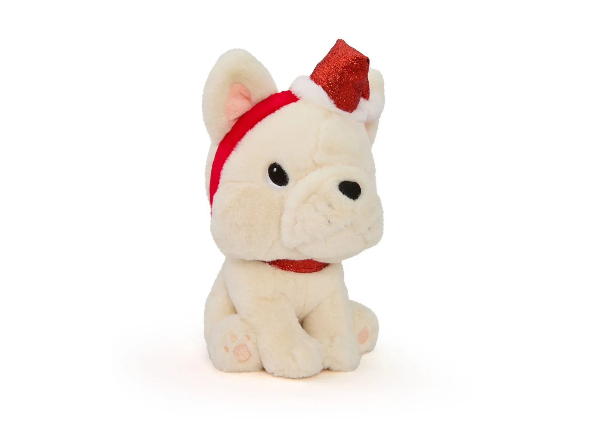 Geoffrey's Toy Box 10 inch French Bulldog Plush with Christmas Hat
