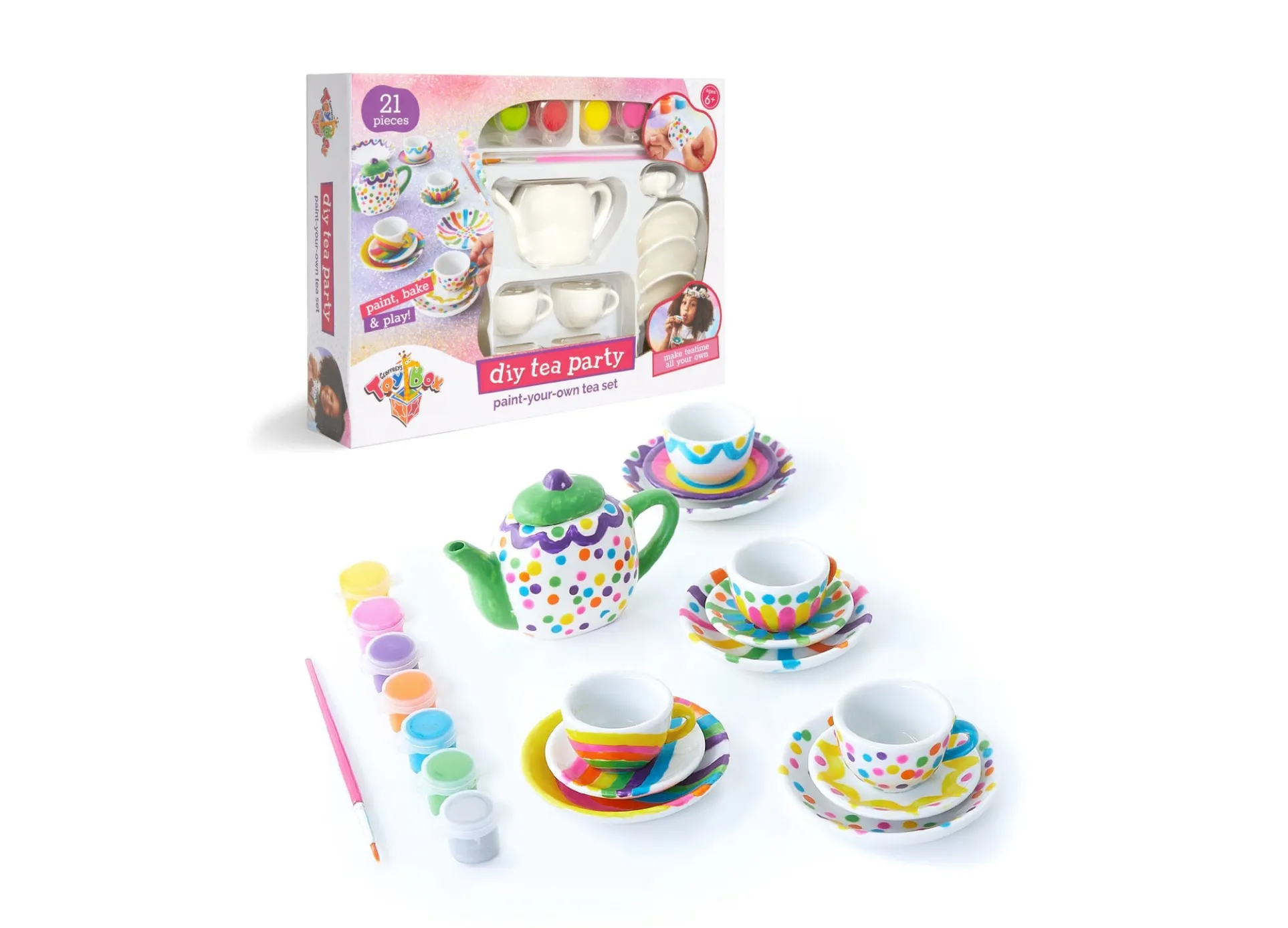 Geoffrey's Toy Box 21-Piece DIY Tea Party Ceramic Painting Set