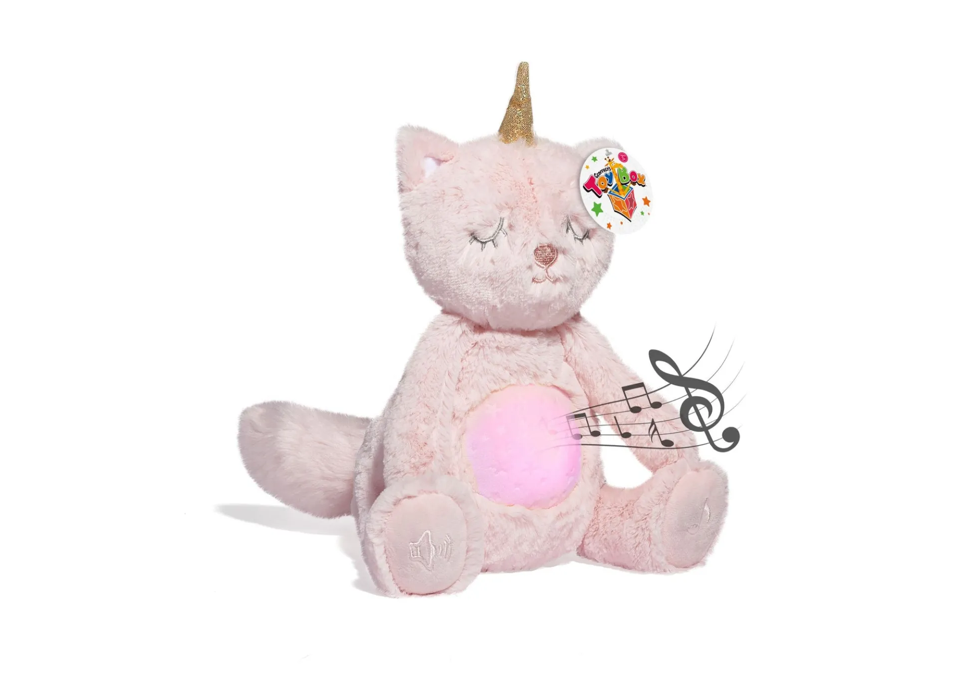 Geoffrey's Toy Box 10" Interactive Soothing Kitty Corn Plush with LED Lights and Sounds