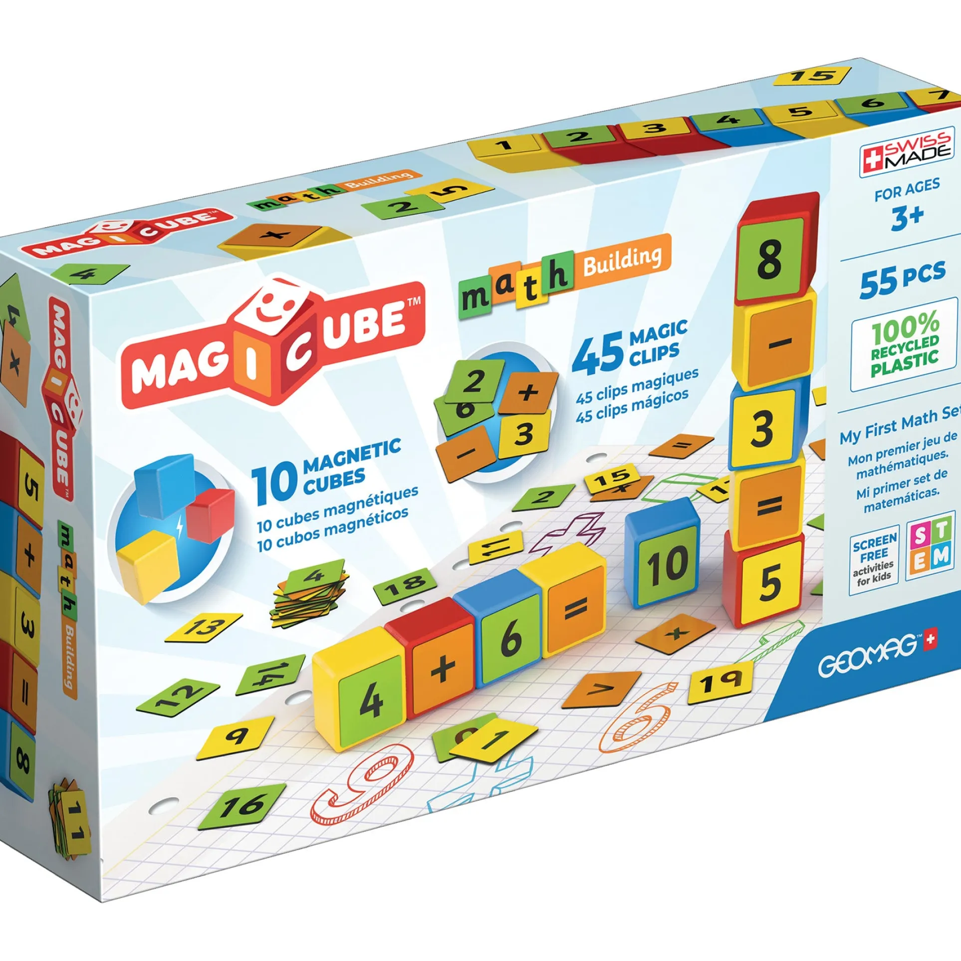 Geomag Magicube Math Building Set - 55 Pieces, Recycled Materials