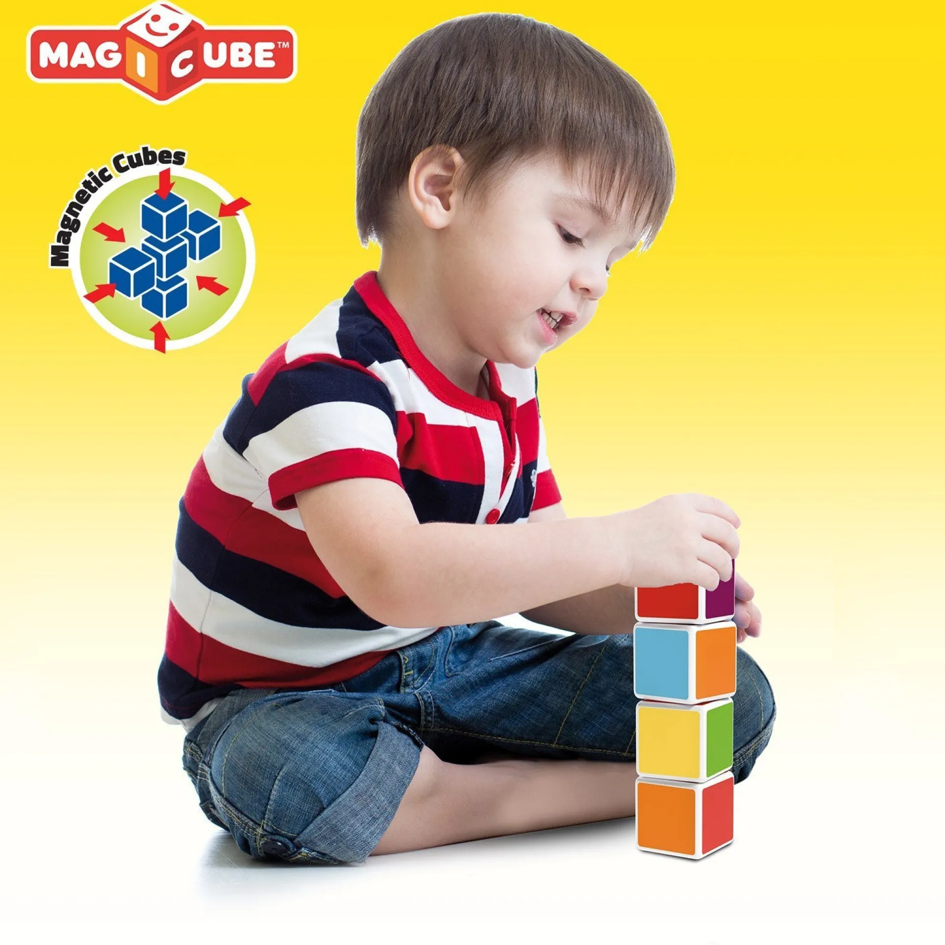 Geomag Magicube 64-Piece Multicolor Free Building Set - Creative Magnetic Blocks
