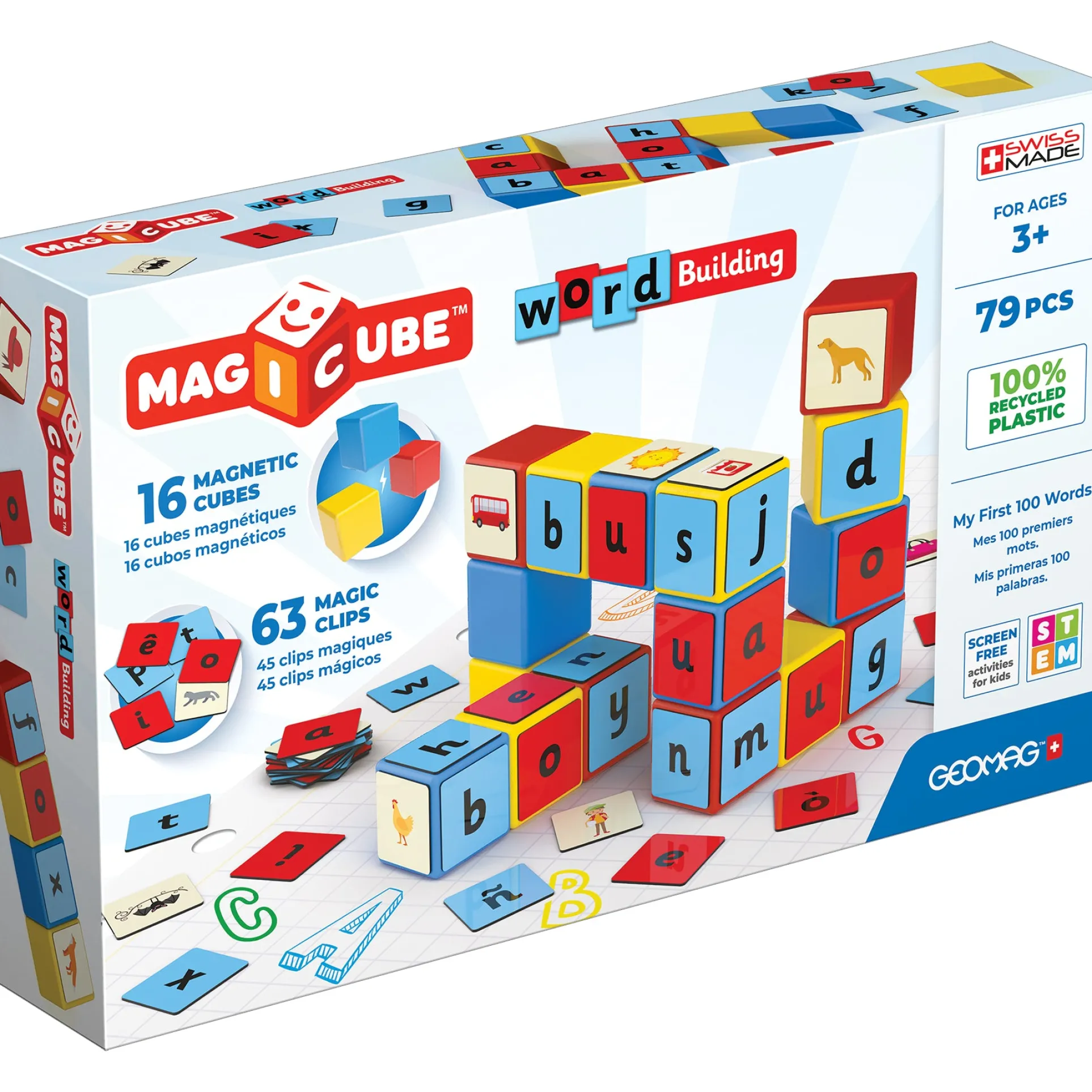 Geomag Magicube 79-Piece Word Building Set - Recycled Materials
