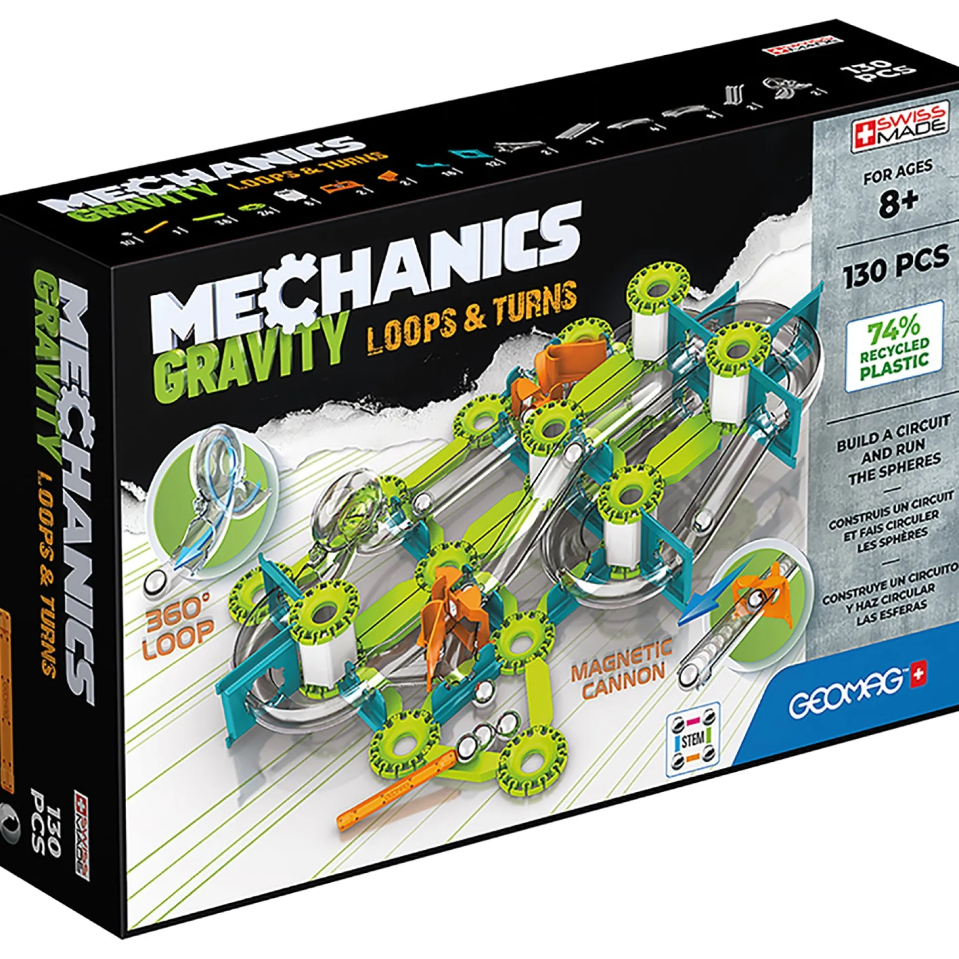 Geomag Mechanics Gravity 130-Piece Recycled Construction Set - Loops & Turns