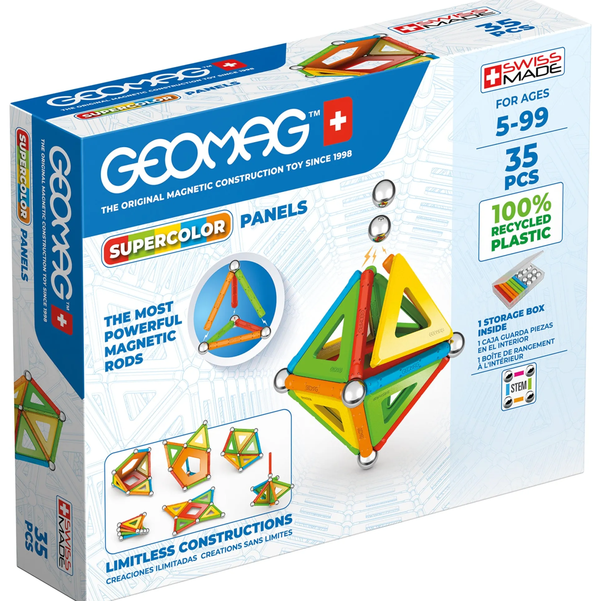 Geomag Supercolor Recycled Magnetic Building Set - 35 Pieces