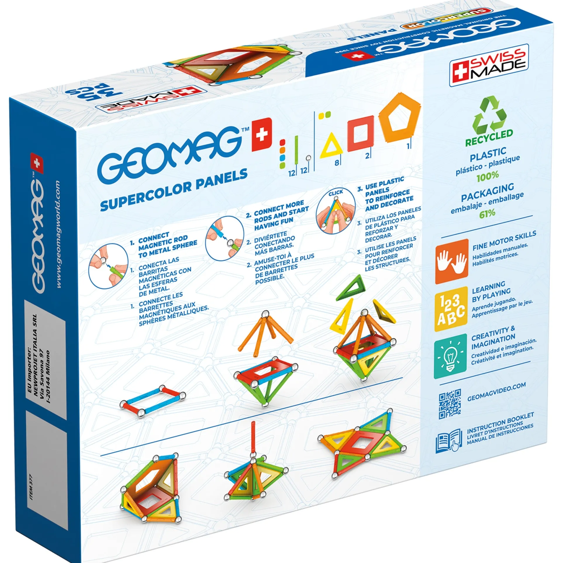 Geomag Supercolor Recycled Magnetic Building Set - 35 Pieces