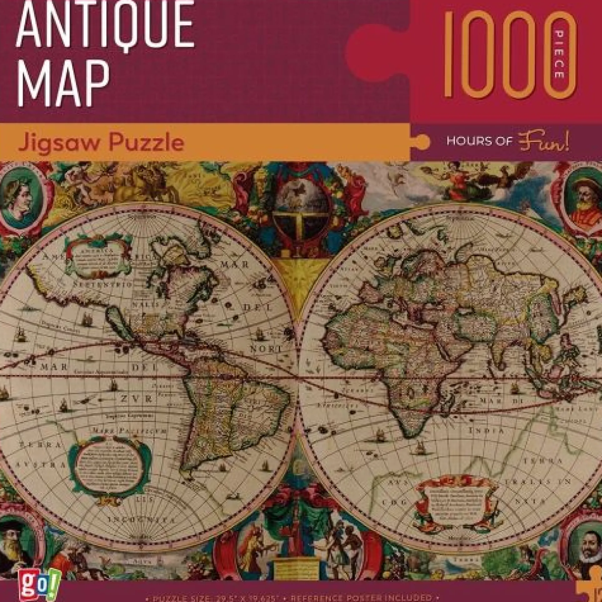 Go! Games Antique Map 1000-Piece Jigsaw Puzzle - Historical World View