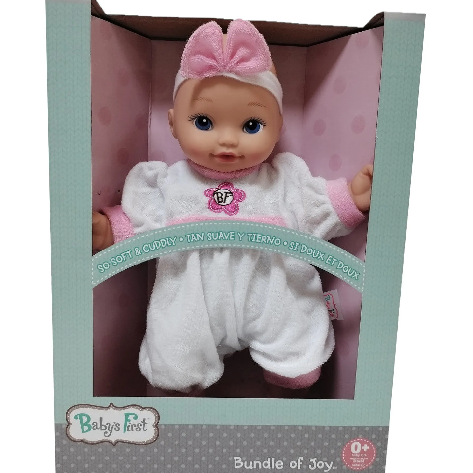 Goldberger 13 inch - Baby's First Bundle of Joy Doll with Pink Striped Jumper