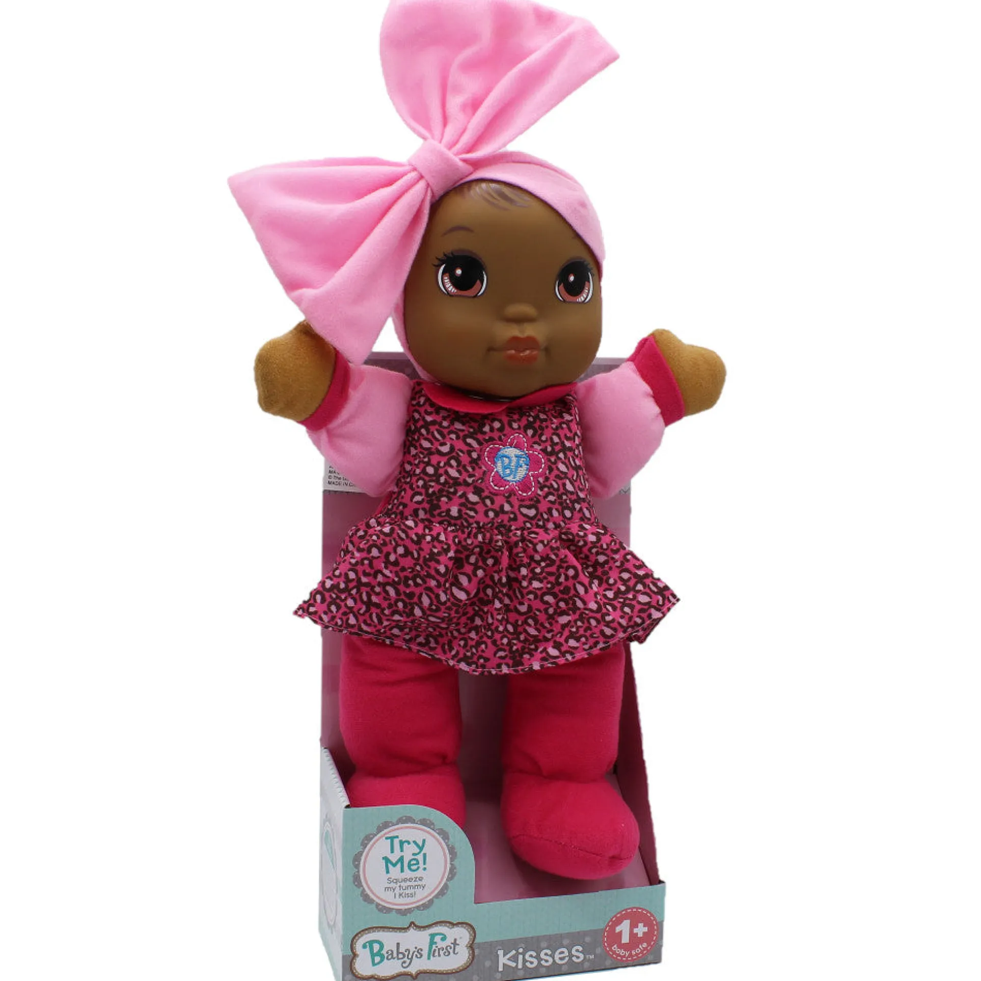 Goldberger 13 inch - Baby's First Kisses Doll with Animal Print Top