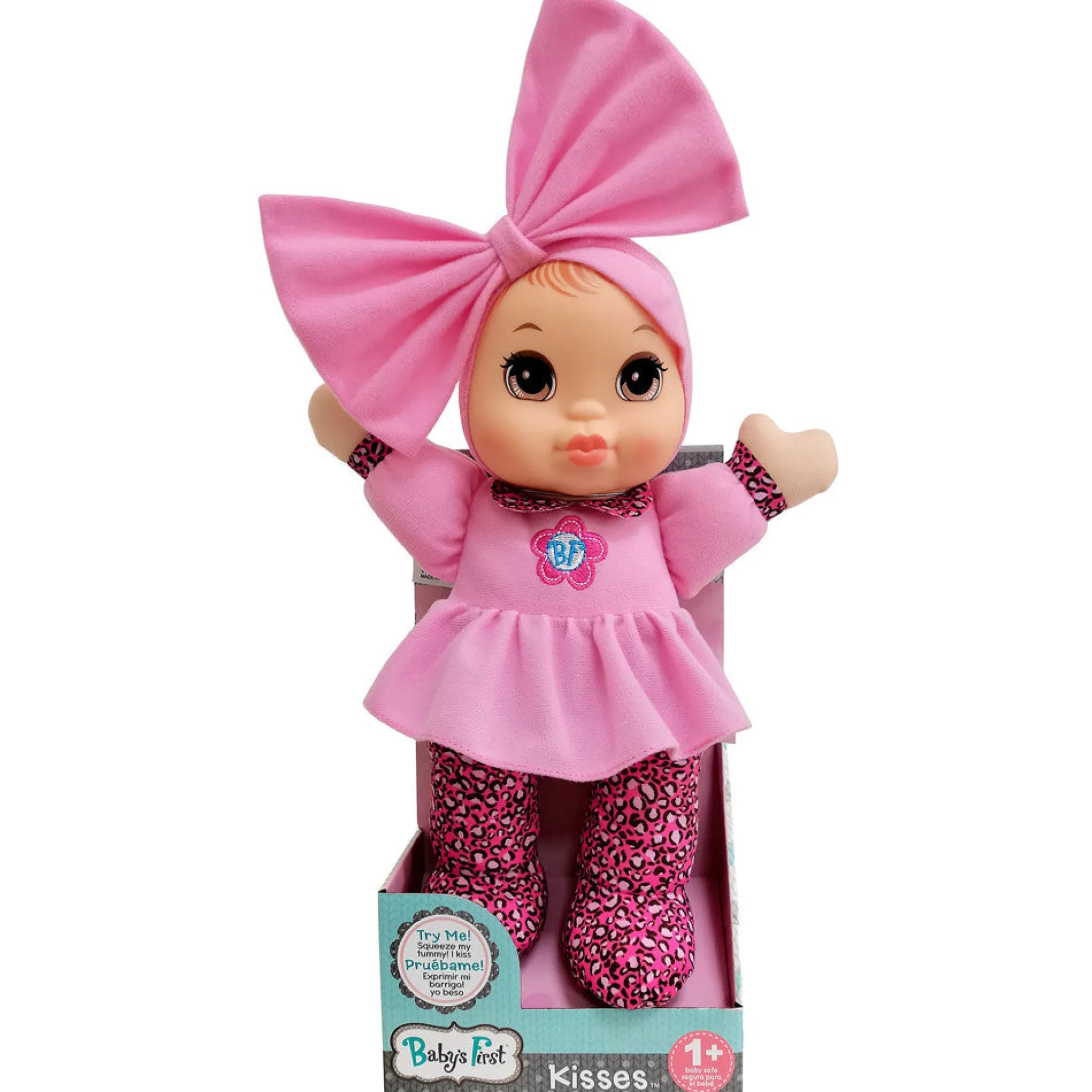 Goldberger Baby's First Kisses Doll - Interactive Baby Toy with Pink Top