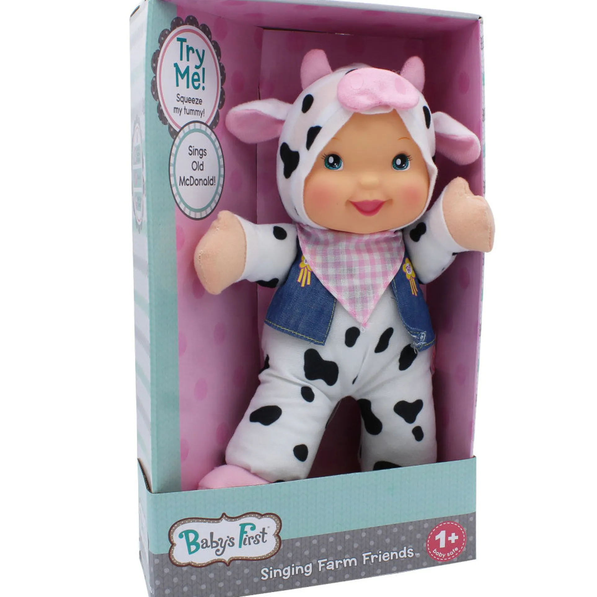 Goldberger Baby's First Bilingual Musical Cow Doll - Farm Animal Friends