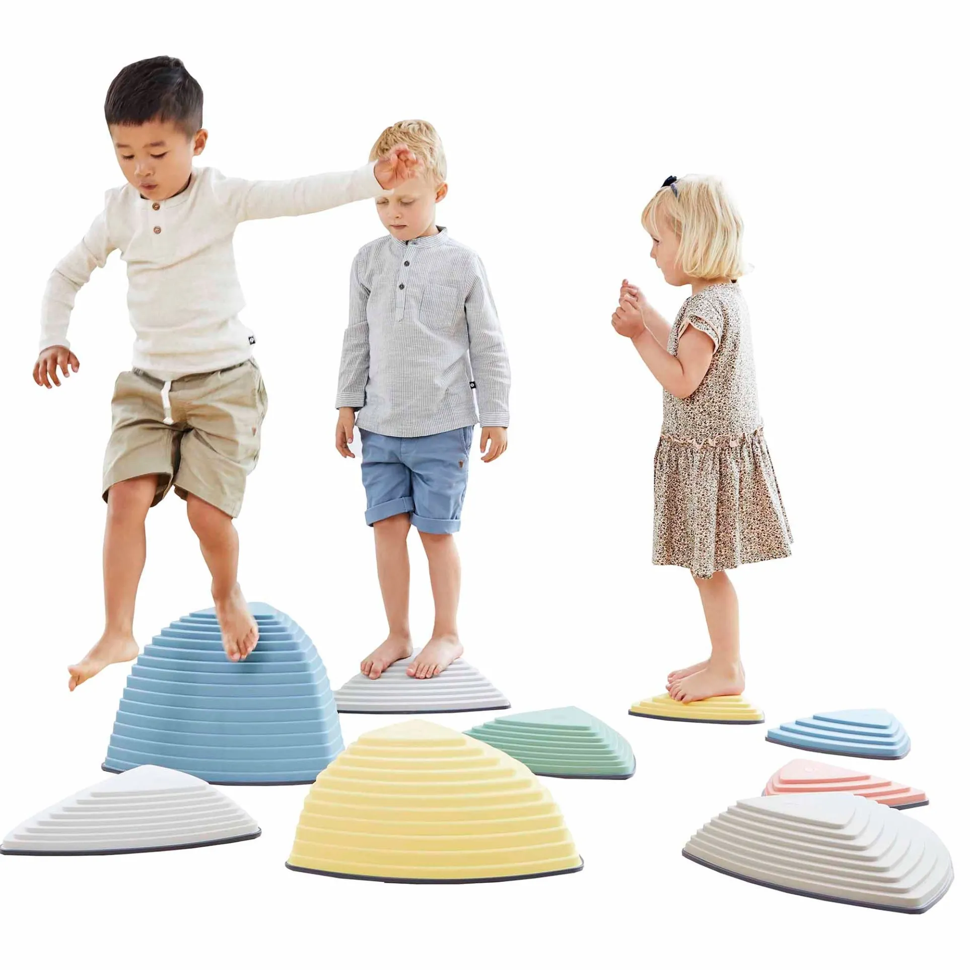 GONGE River Stones & Hilltops Combo Set - Playful Stepping Stones for Kids - Balance and Motor Skills Enhancer