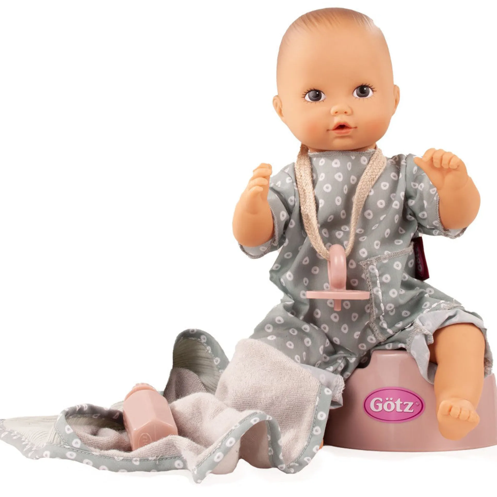 Gotz Aquini 13 in - Drink & Wet Bath Baby Doll with Pacifier