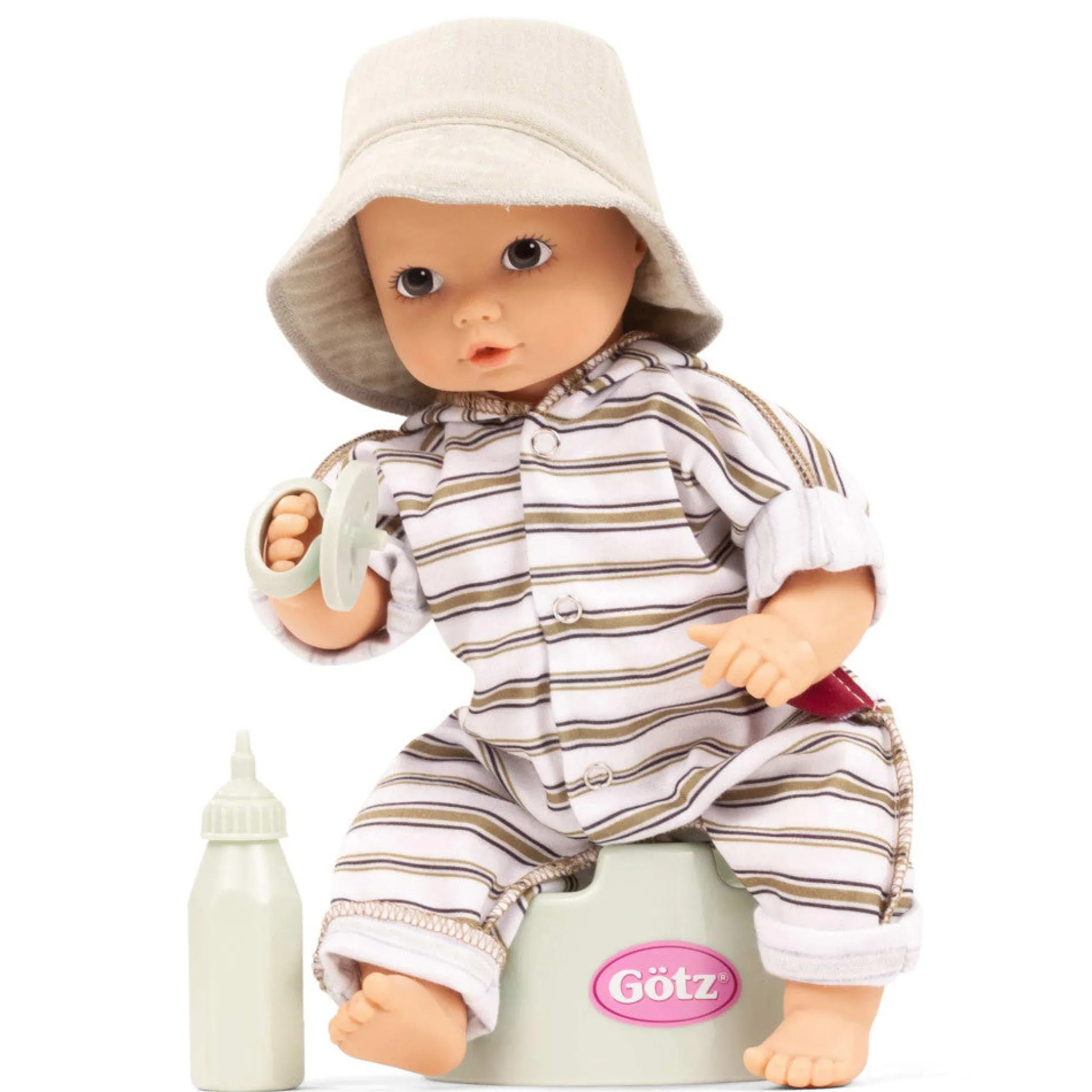 Gotz 13-inch Aquini Girl Potty Baby Doll - Urban Stripes Waterproof
