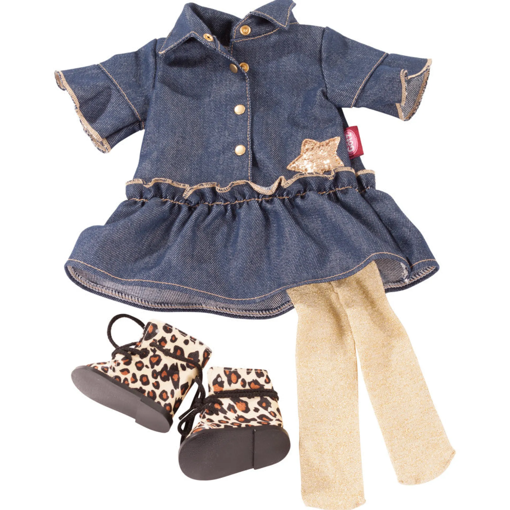 Gotz 18-inch Doll Outfit - Golden Coolness Denim Dress Combo
