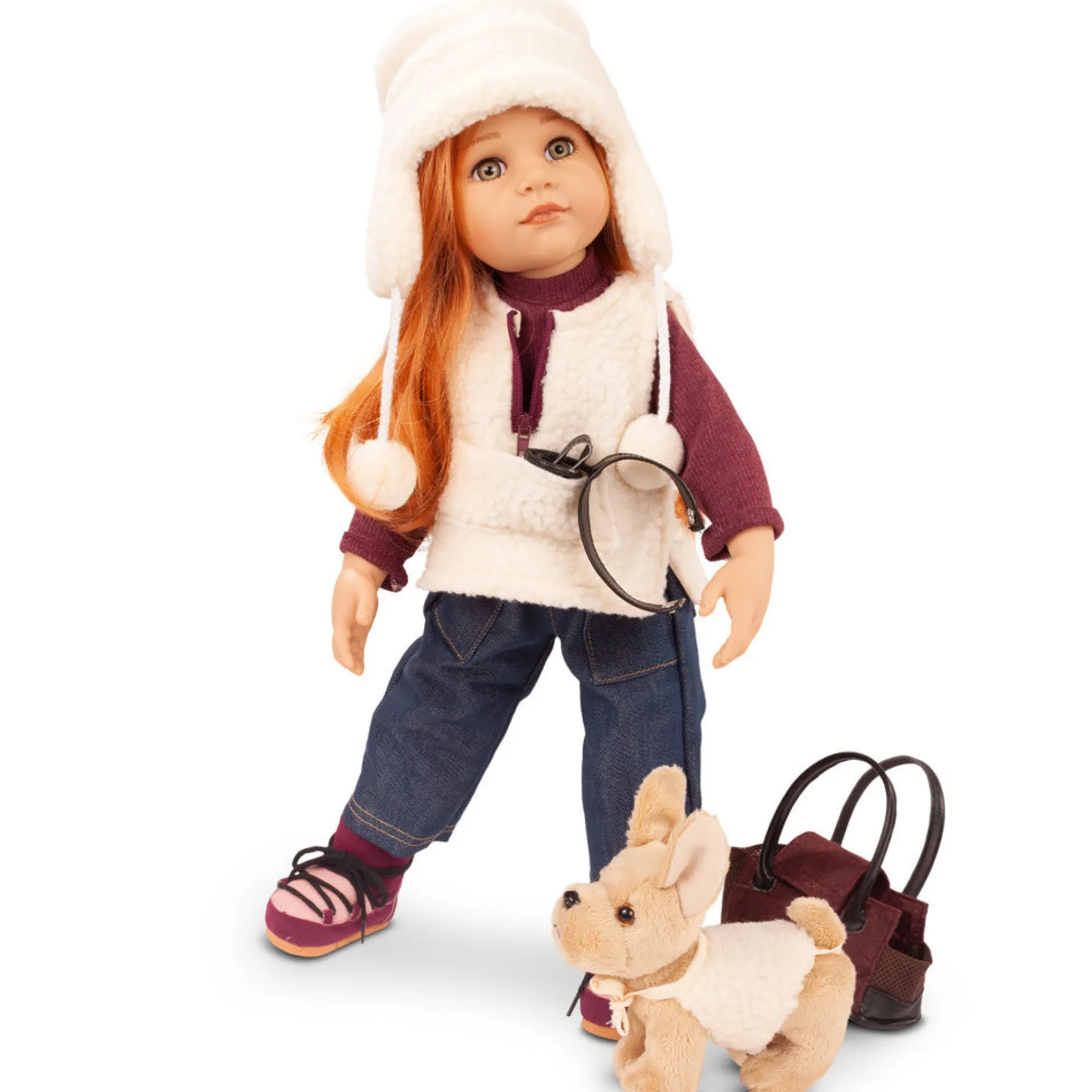 Gotz 19-inch Hannah Doll with Plush Dog - Multi-Jointed Playset
