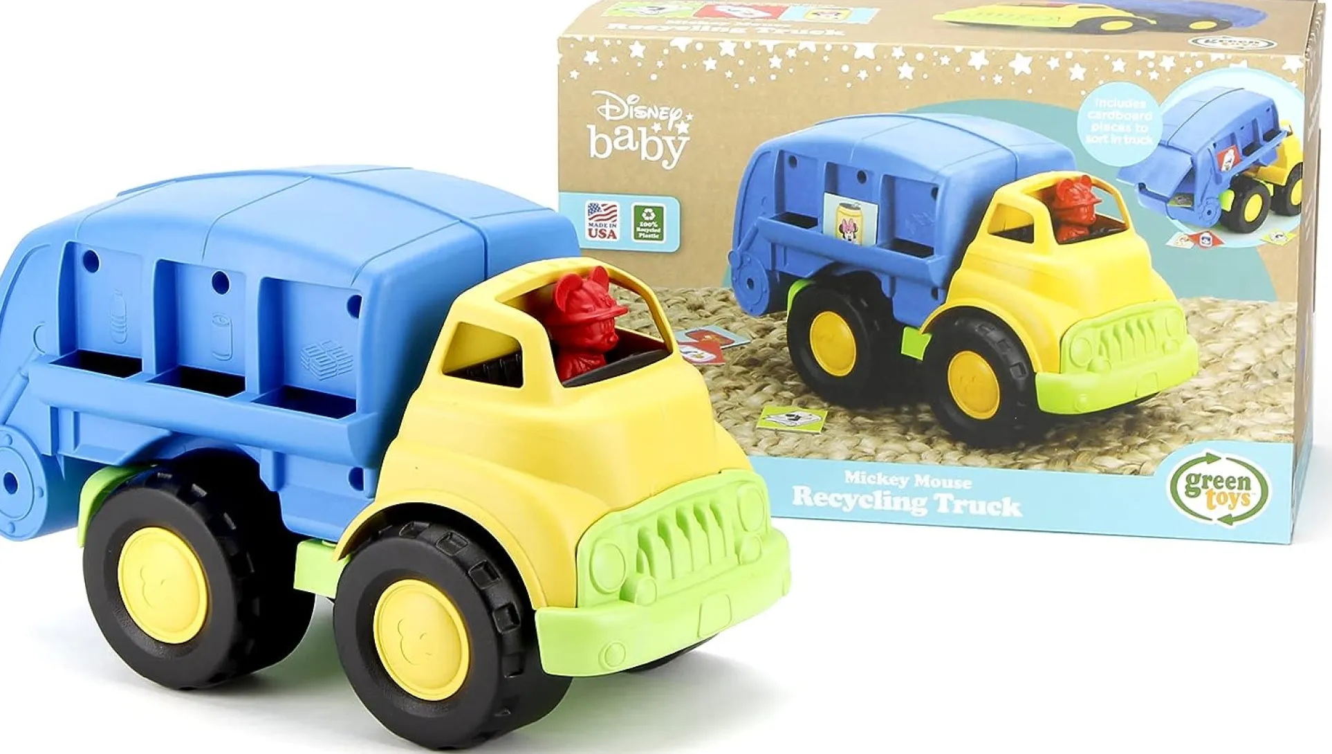 Green Toys Disney Mickey Mouse Blue Recycling Truck, Eco-Friendly Play Vehicle