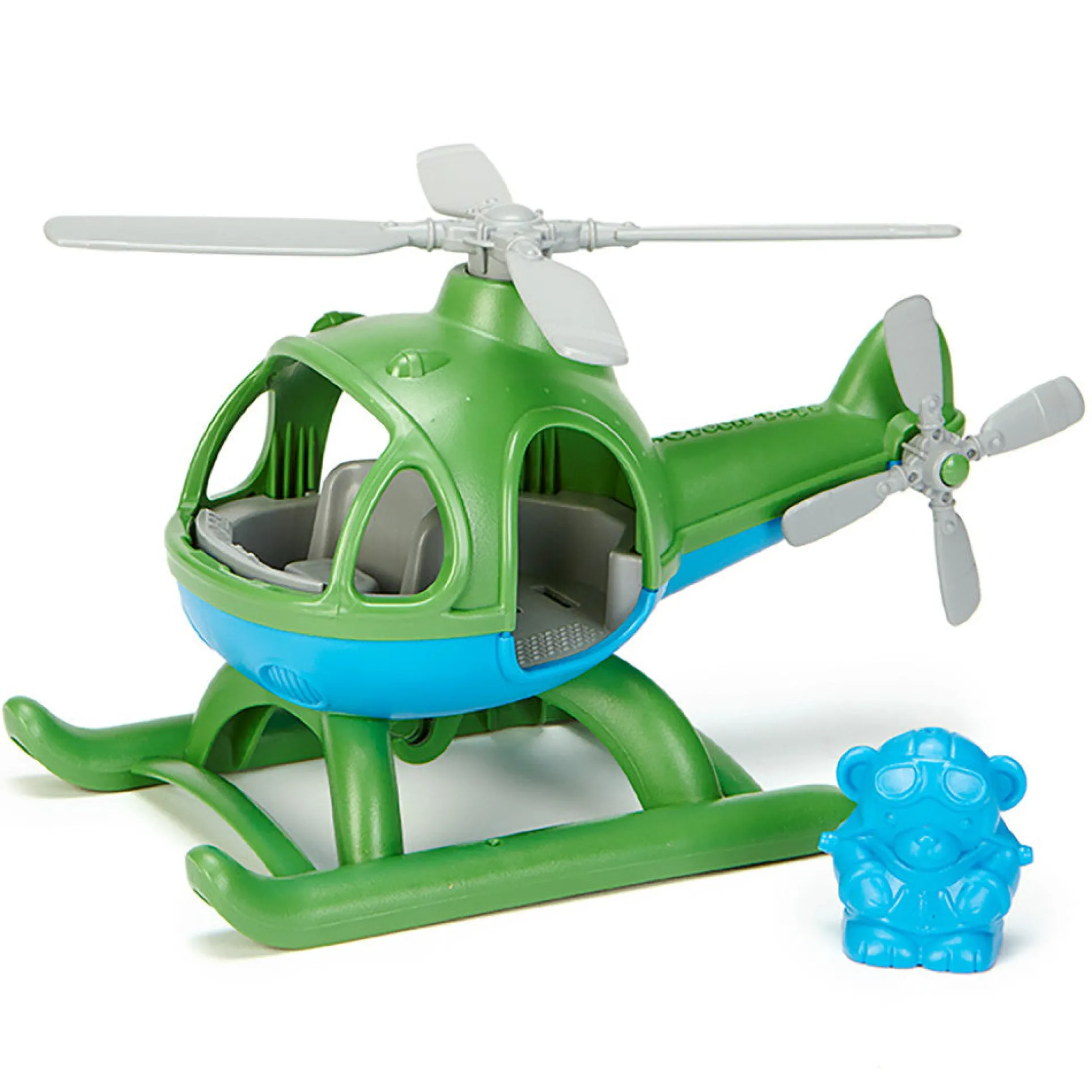 Green Toys Eco-Friendly Helicopter with Blue Bear Pilot - Play Vehicle for Toddlers