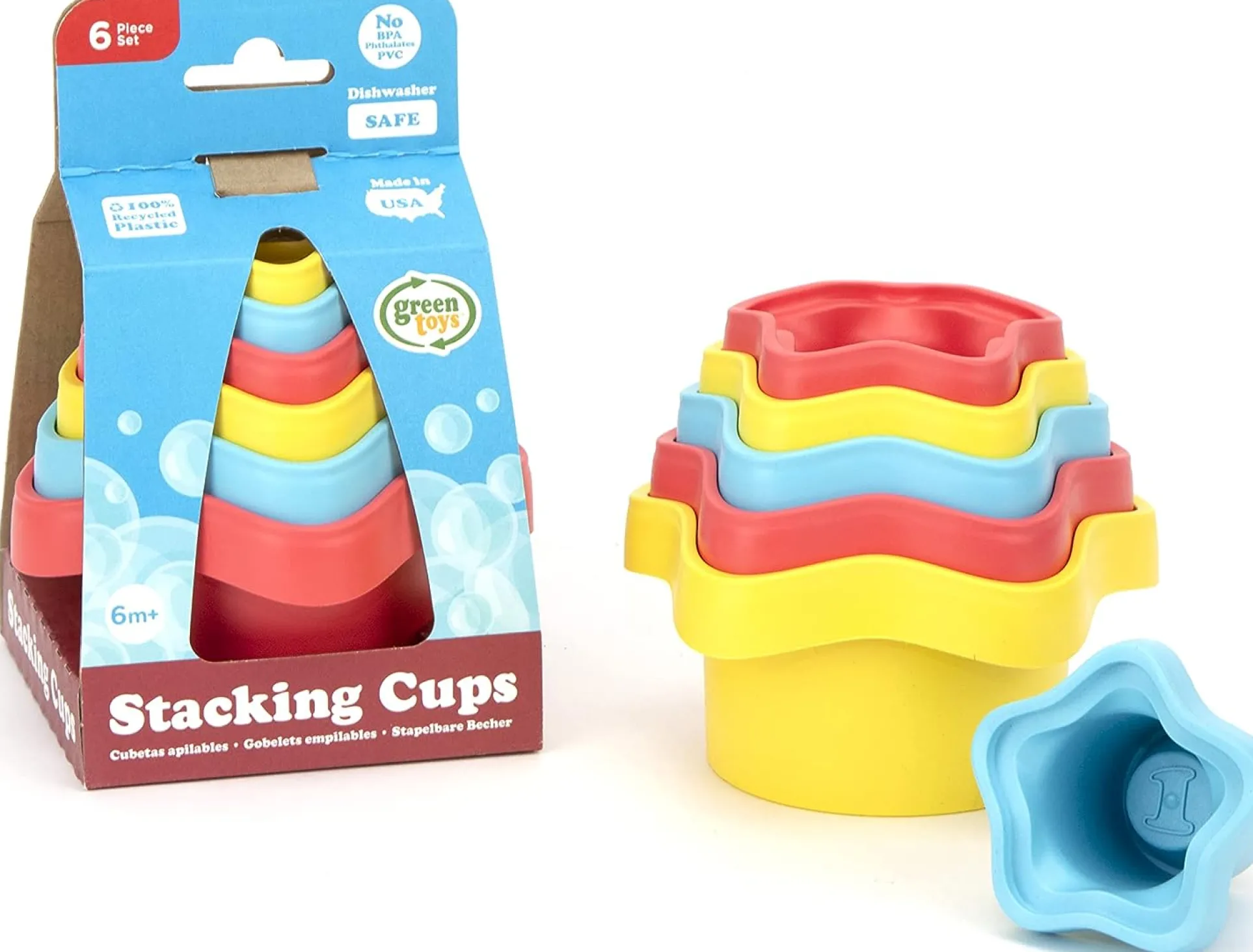 Green Toys Eco-Friendly Stacking Cups ‚Äì Purple/Blue/Green Bath Toy