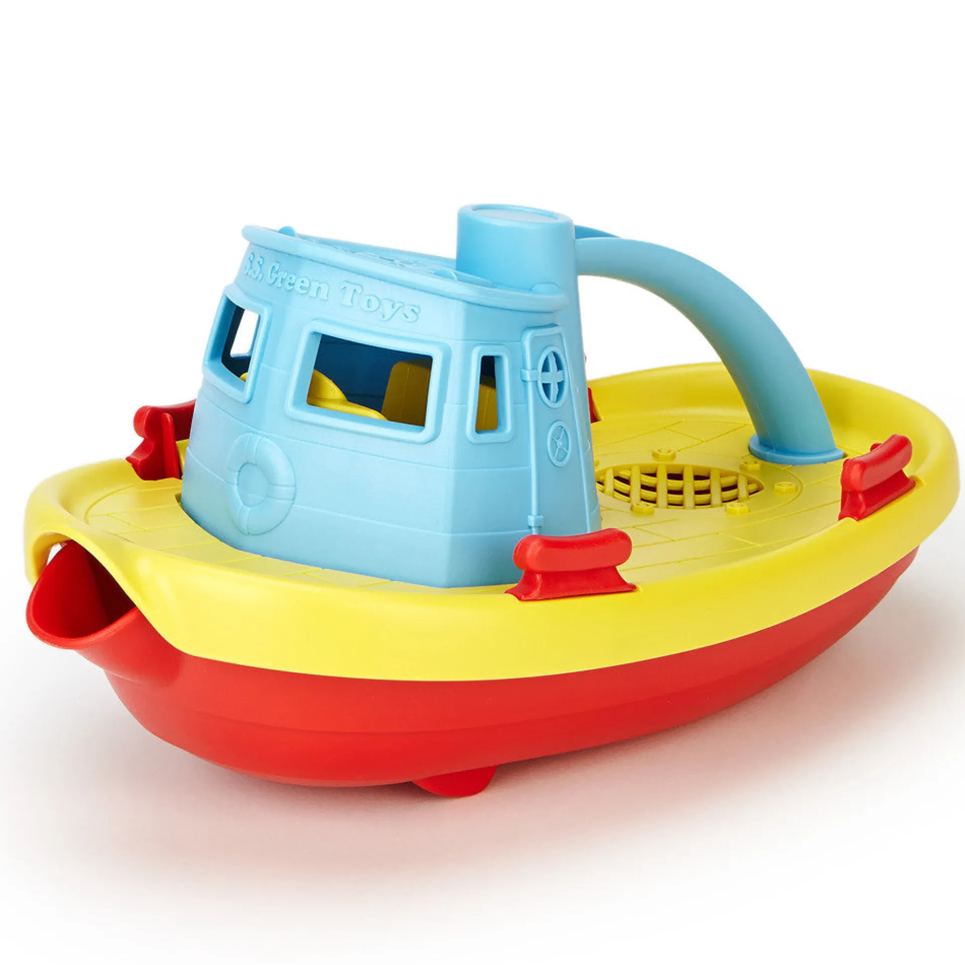 Green Toys My First Tugboat - Blue Top, Floating Bathtime Fun Toy for Toddlers