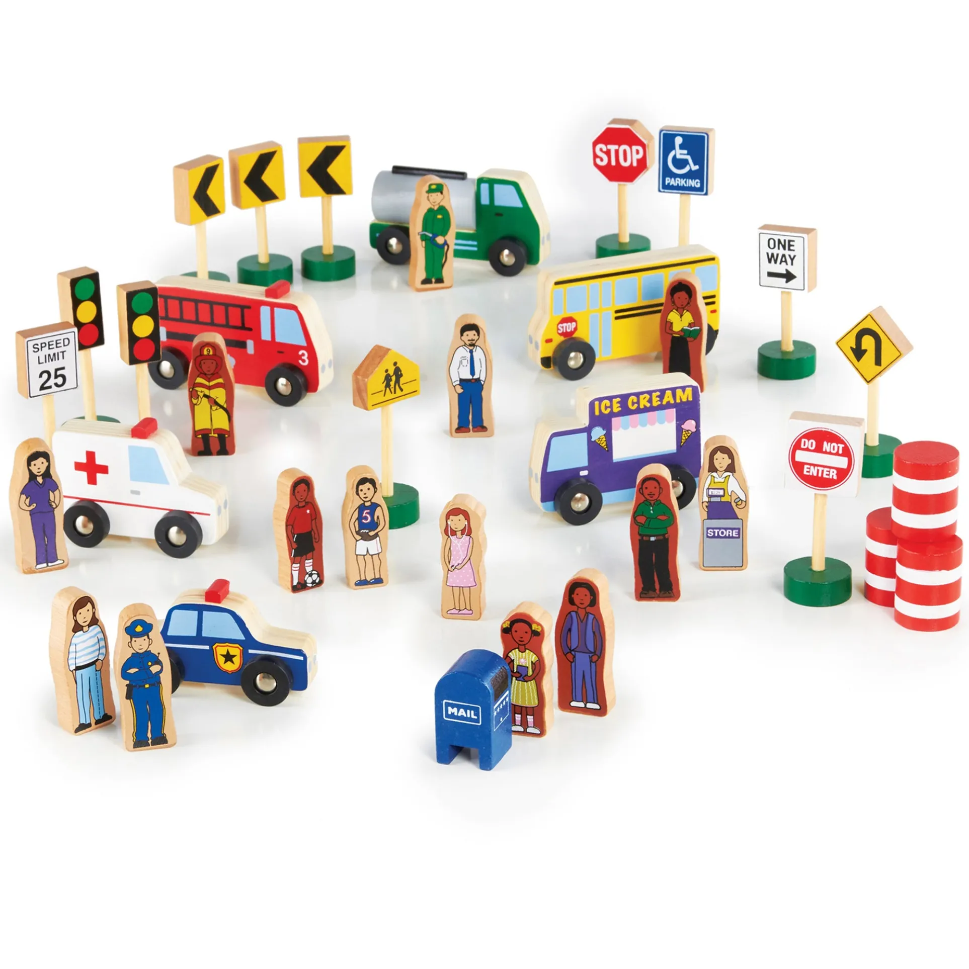 Guidecraft 36-Piece Community & Roadway Essentials Set - Interactive Play