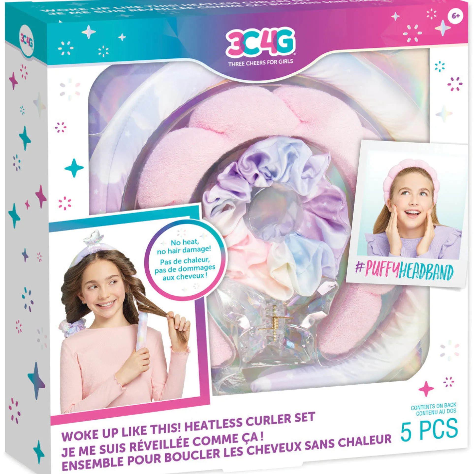 3C4G: Woke Up Like This! Trendy Heatless Curler Set for Kids - 5pc
