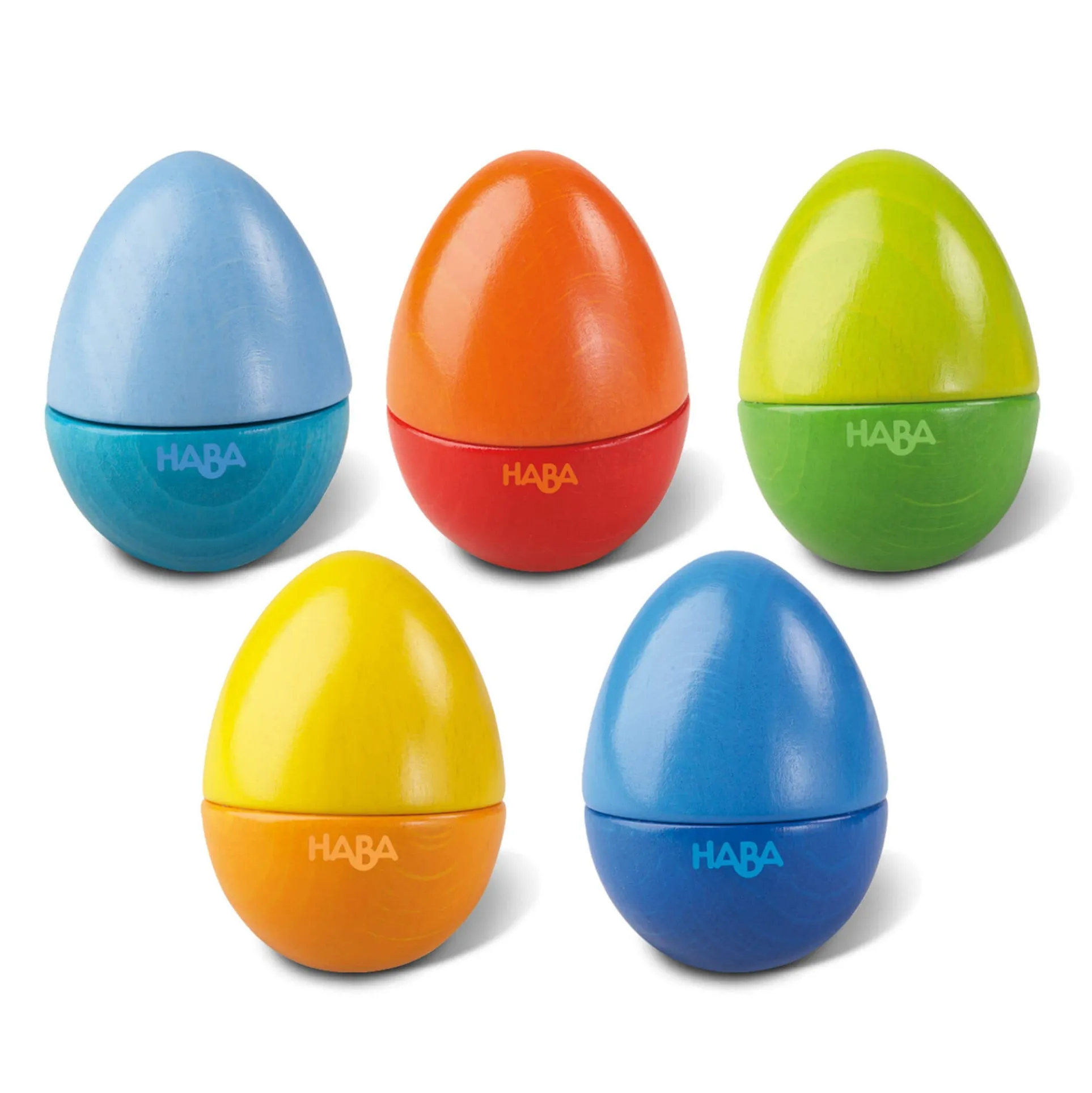 HABA Colorful Wooden Musical Eggs Set, 5-Piece