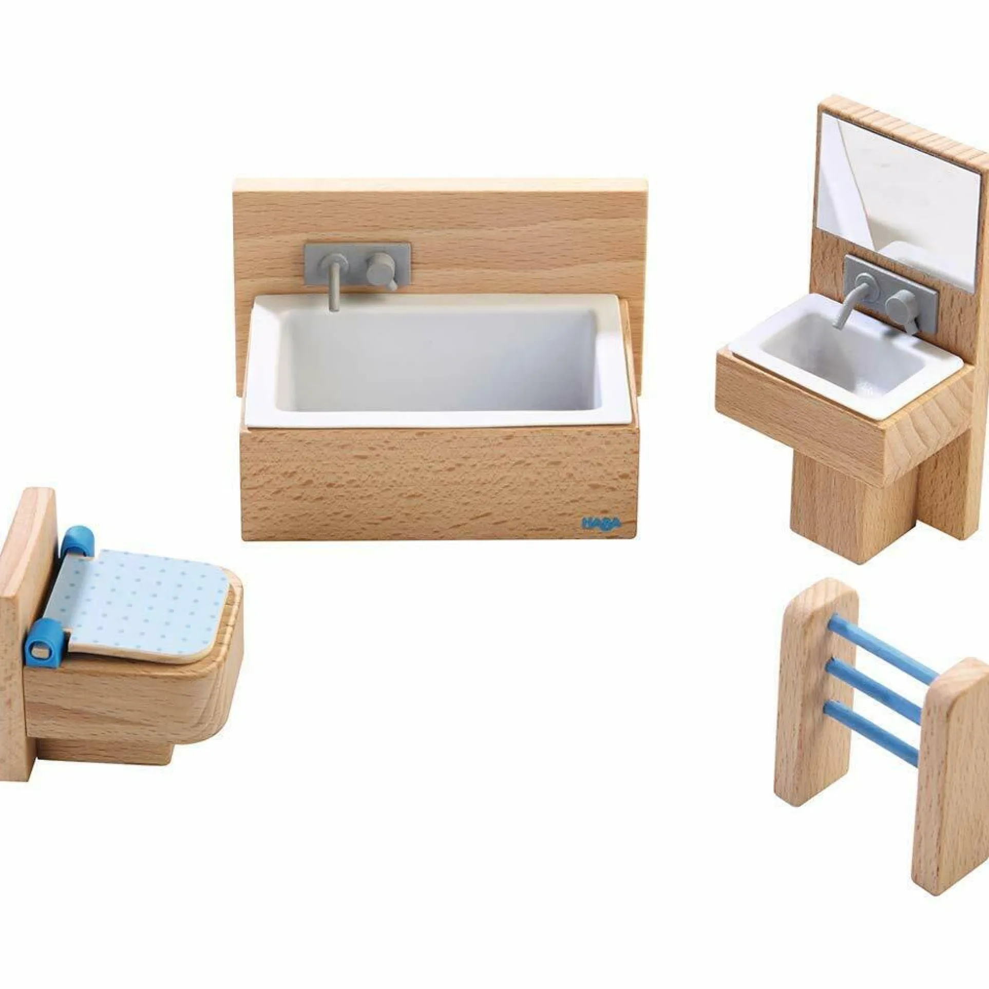 HABA Little Friends Dollhouse Bathroom Set - Wooden Play Furniture