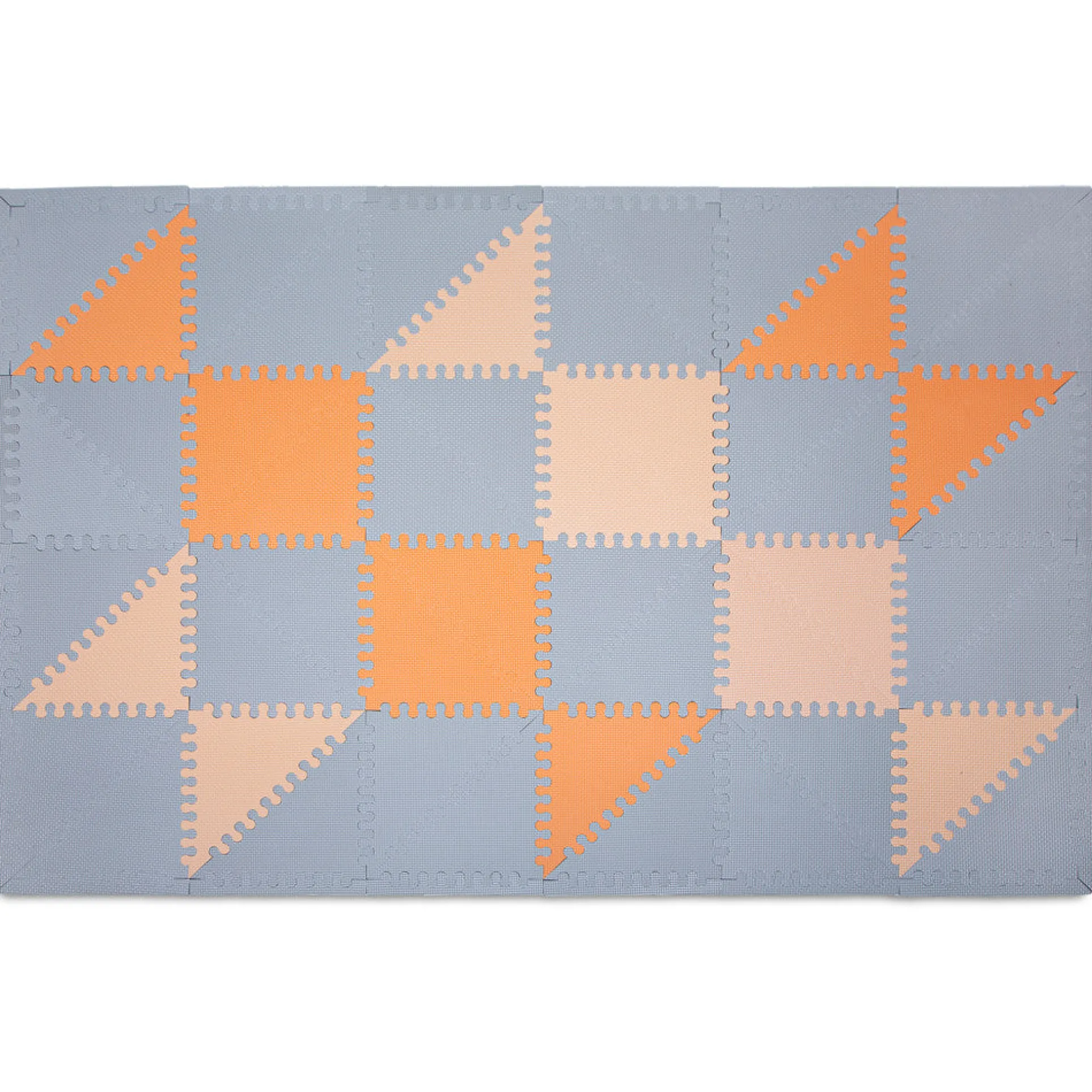 Hakuna Matte: Chic Baby Play Mat - Grey-Beige-Orange, 72x48", 48 Tiles
