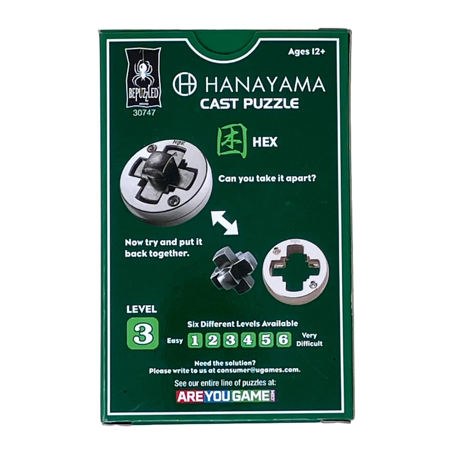 Hanayama Level 3 Cast Puzzle - Hex Brain Teaser