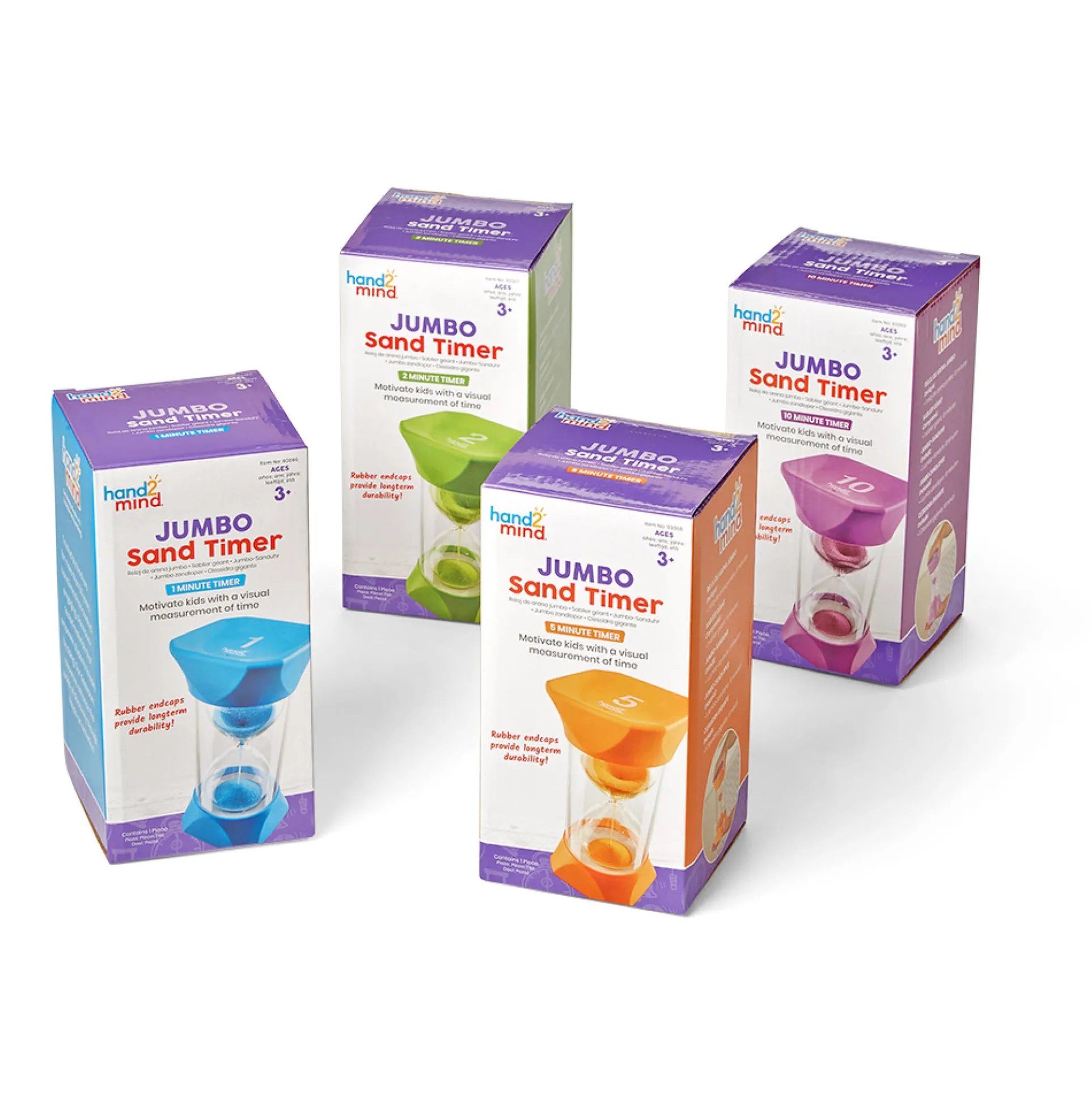 Hand2Mind Jumbo Colorful Sand Timers for Kids - Time Management Tool Set