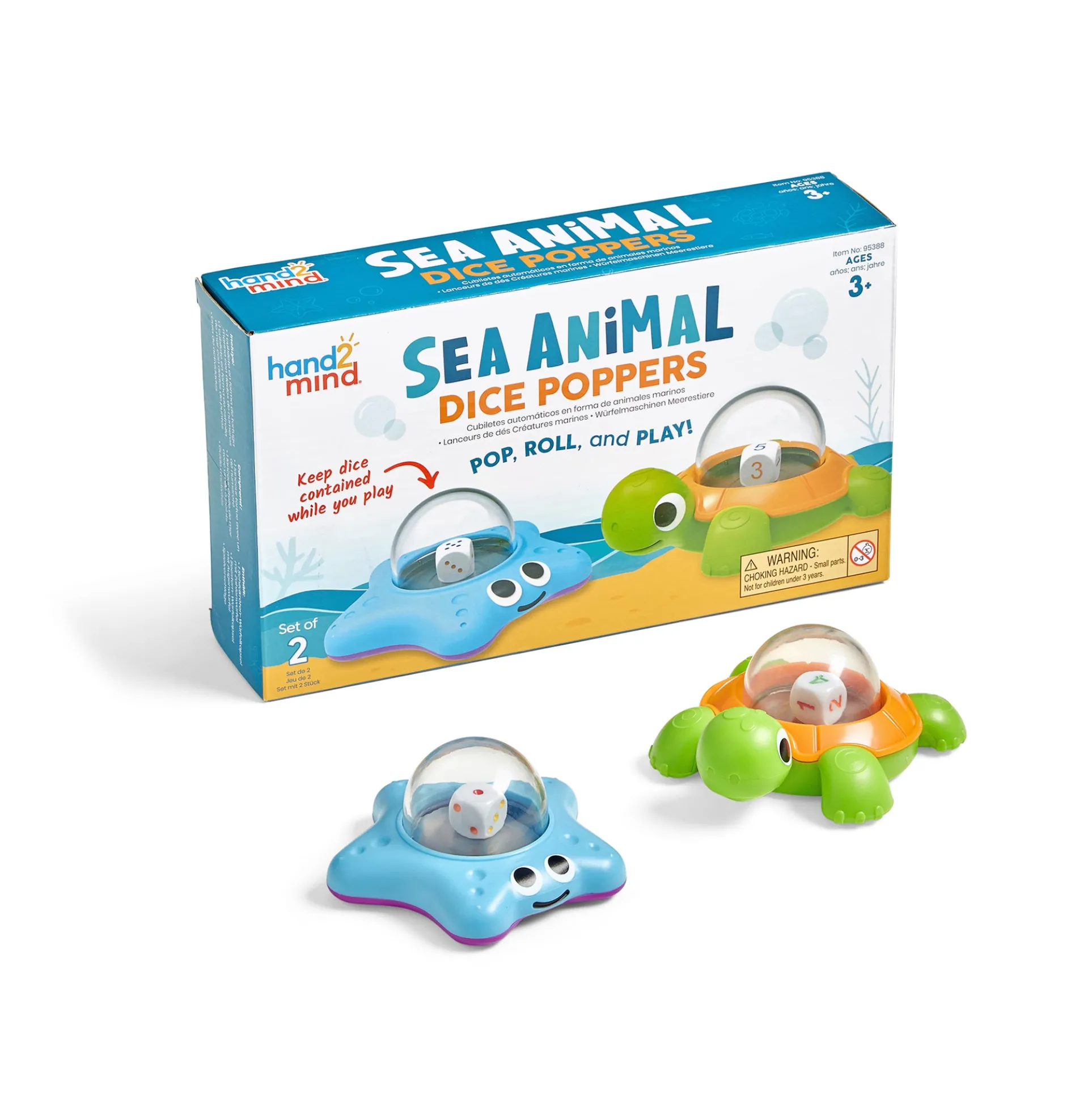 Hand2Mind Sea Animal Dice Poppers, Turtle & Starfish - Educational Counting Toy